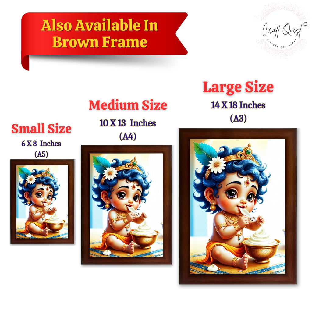 CRAFT QUEST Bal Gopal Painting Kanha Ji Poster | Walls Home Bedroom Living Room Decoration Gift.