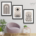 CRAFT QUEST Abstract Series Framed Paintings With Sun | Set of 3 Frames for Home Decoration | Ideal for Living Room, Bedroom & Offices