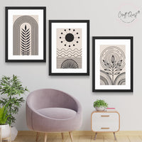 CRAFT QUEST Abstract Series Framed Paintings With Sun | Set of 3 Frames for Home Decoration | Ideal for Living Room, Bedroom & Offices