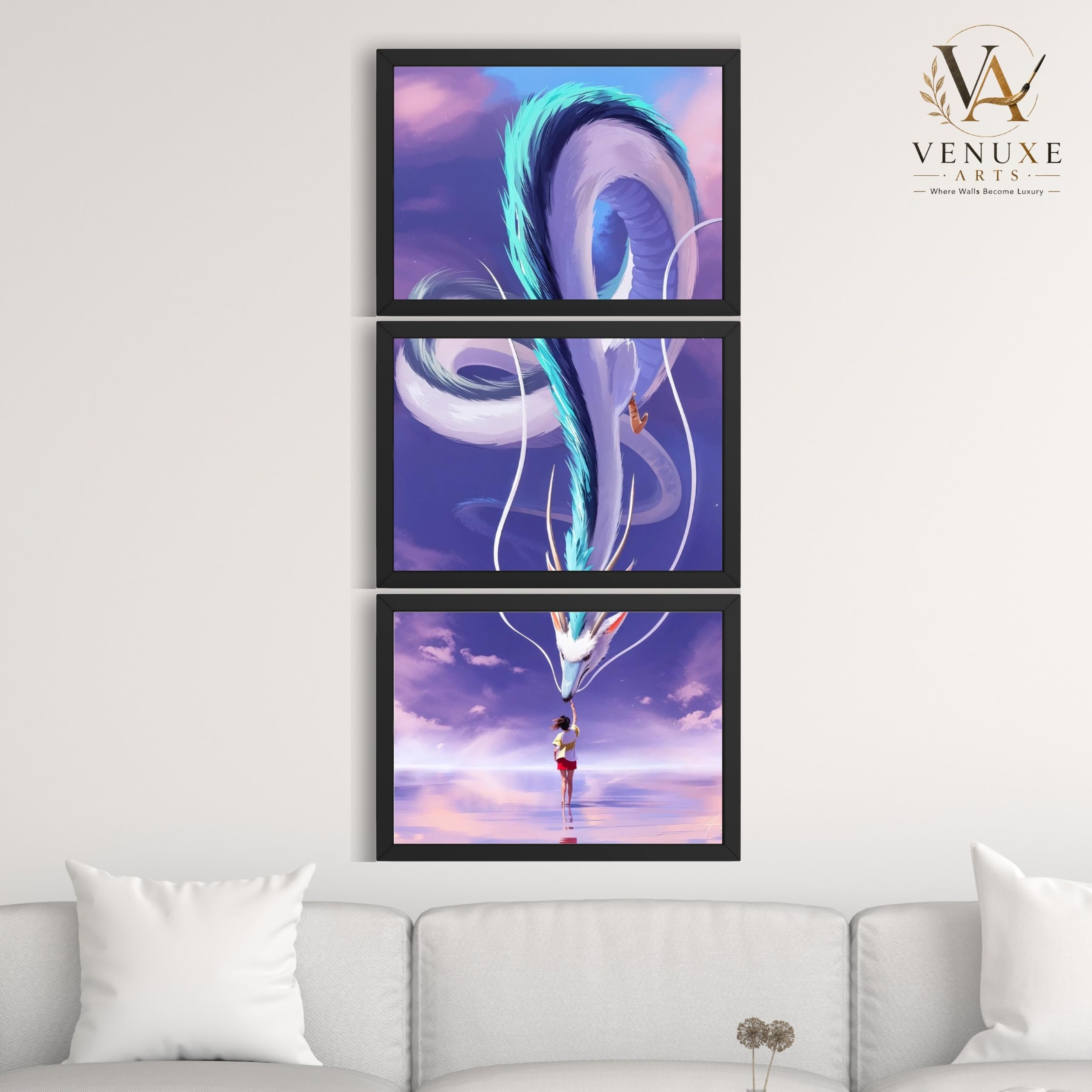 VENUXE ARTS Set Of 3 Anime Characters Wall Framed |Anime Characters Framed Poster for Living Room Bedroom Gaming Room Studio Wall Decor