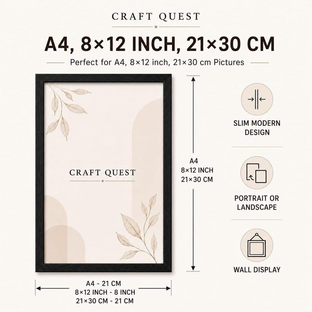 CRAFT QUEST 4X6 Inch Size synthetic Wall Mount Photo frames Single For Home Decoration, Living Room, Office Decoration (Natural, Set of 1)
