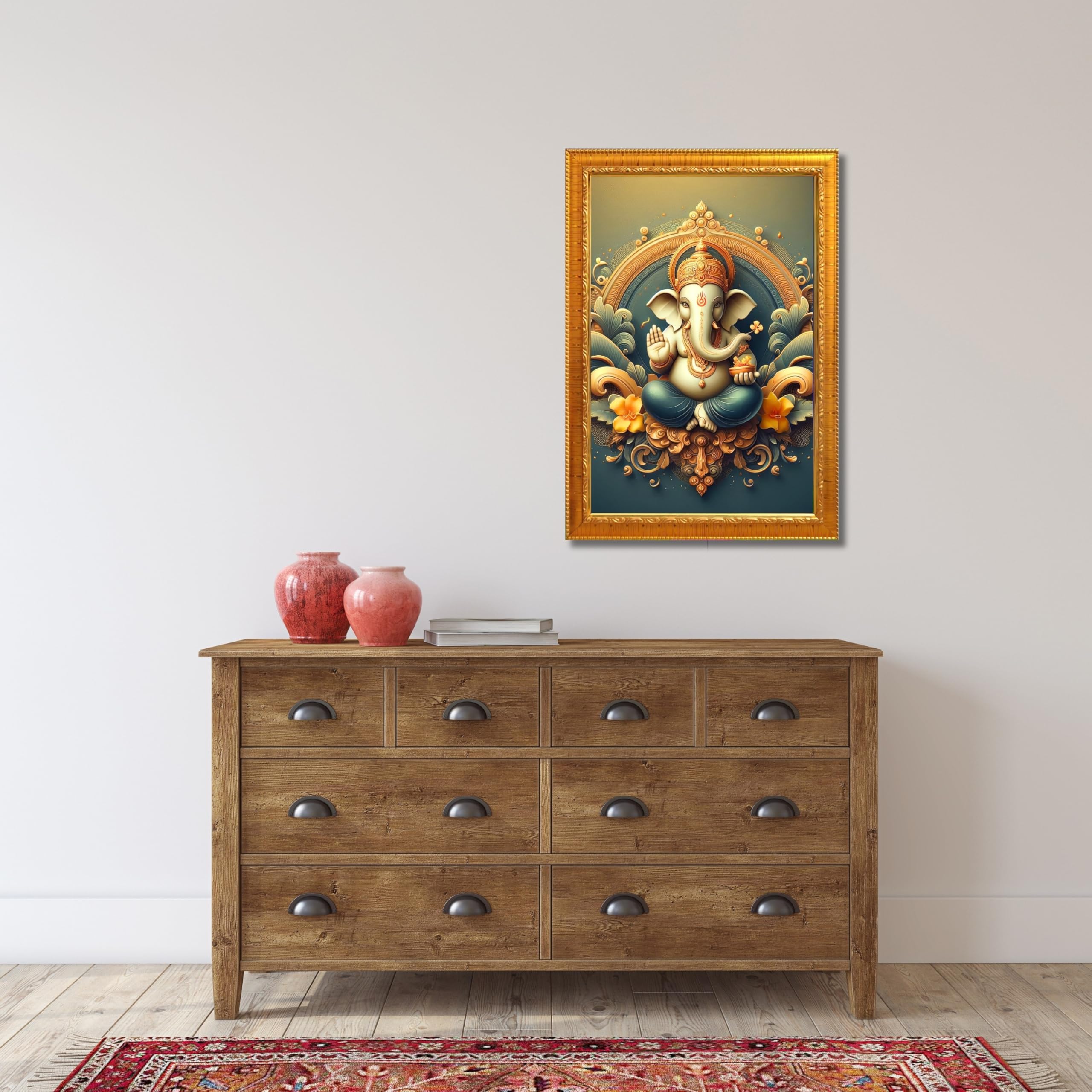 CRAFT QUEST Lord Ganpati Ganesh ji God Frame for Pooja Room & Wall Decor GA-254