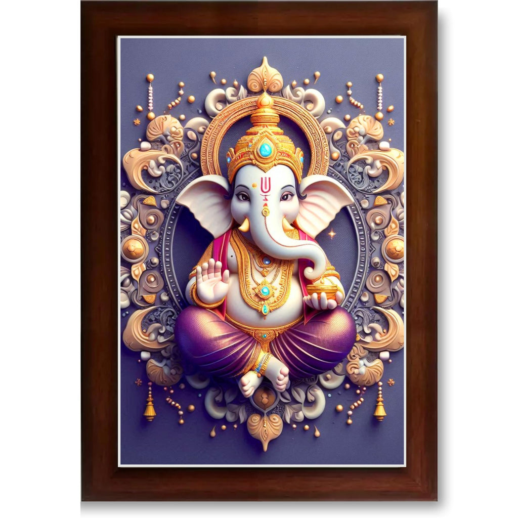 CRAFT QUEST Lord Ganesh Ganpati Ganapathi Hanging Wall Painting Framed For Home Décor