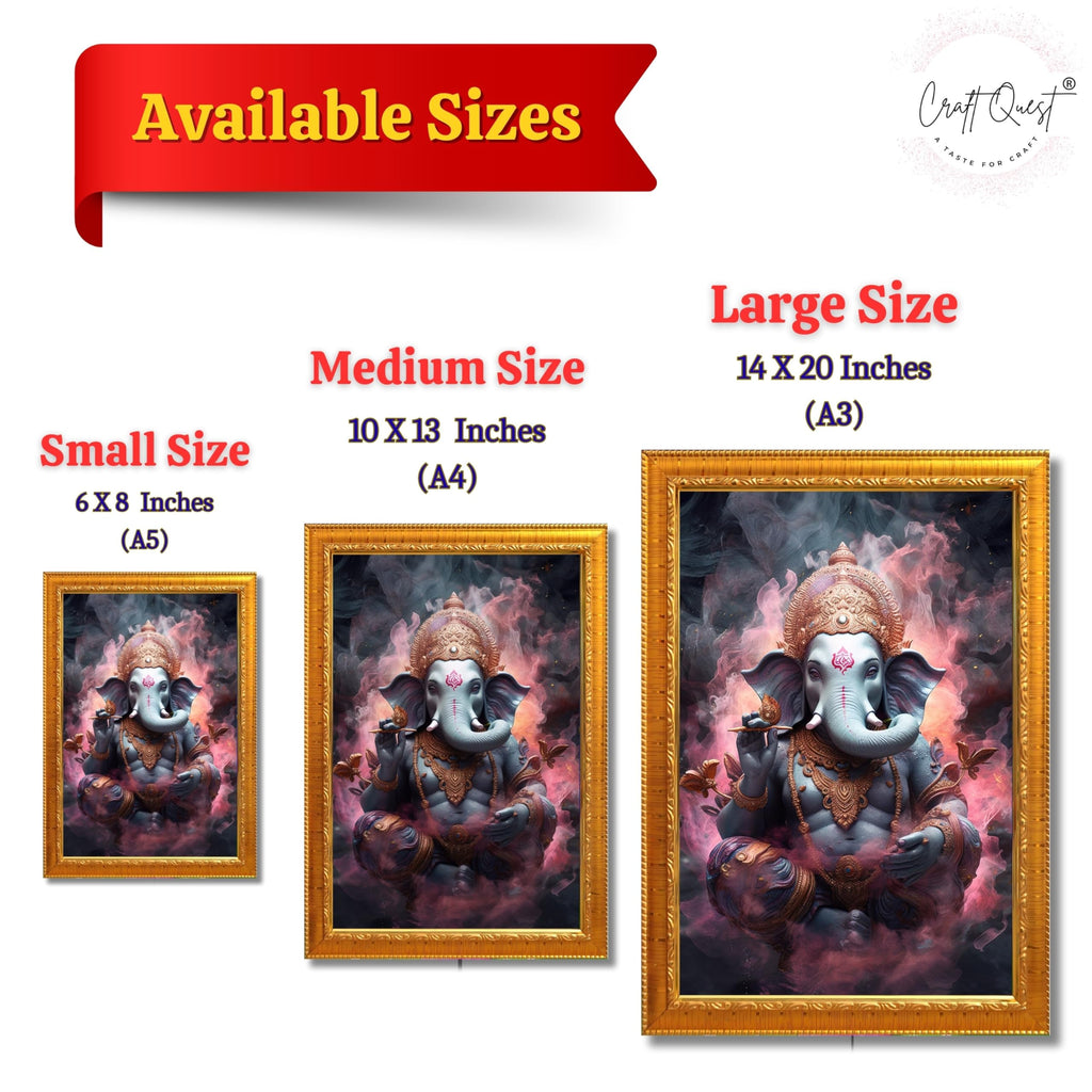 CRAFT QUEST God Ganesh Ganpati ji Hanging Wall Painting Framed For Home Décor