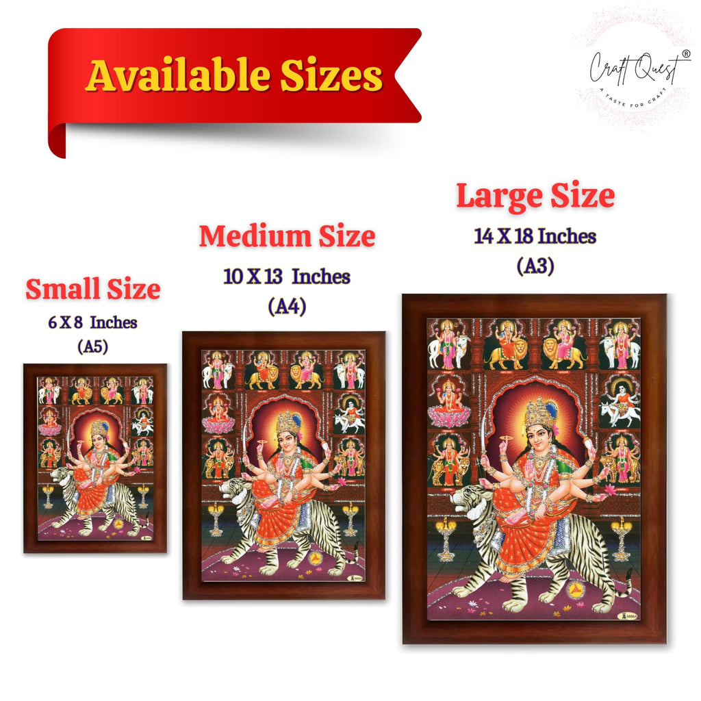 CRAFT QUEST Durga Mata Goddess Navadurga Navdurga Wall Painting Framed Home Décor