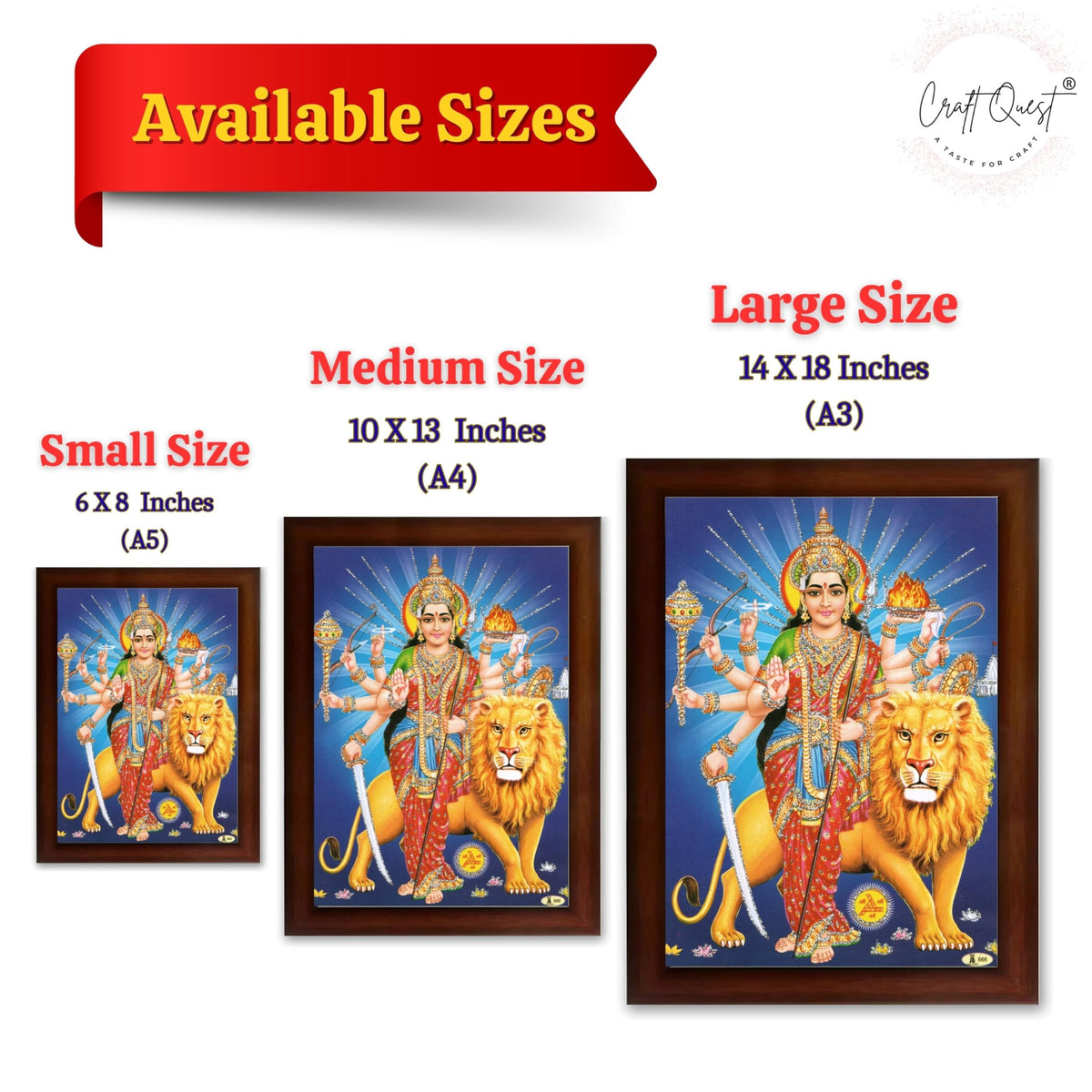 CRAFT QUEST Durga Maa MataJi Goddess Navdurga Wall Painting Framed Home and Pooja Décor
