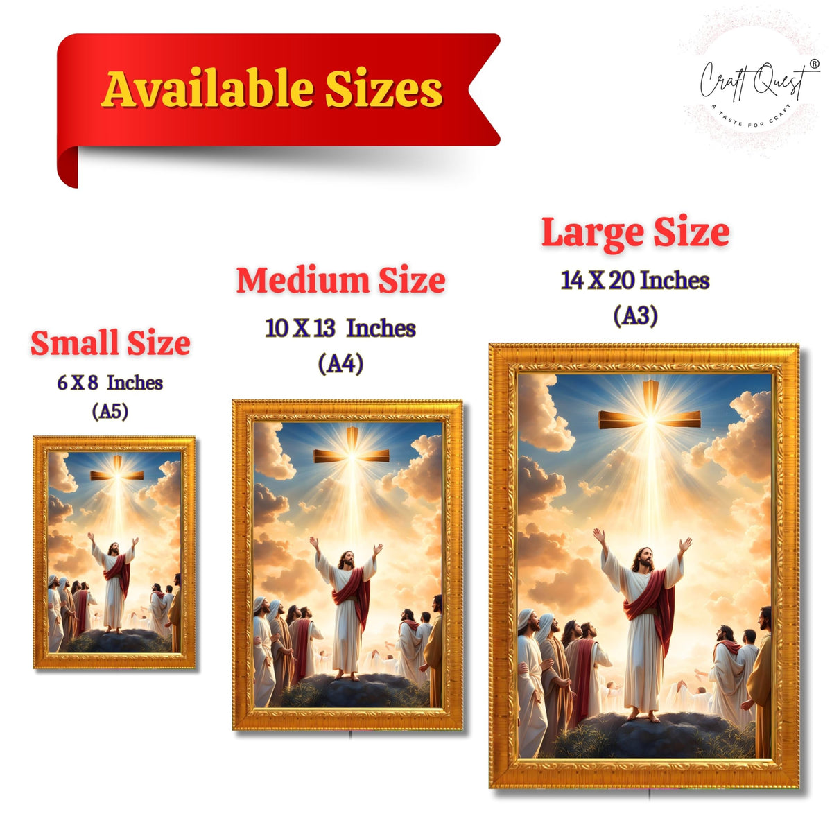 CRAFT QUEST Jesus Christ Photo Frame Spiritual Christian Wall Décor Item for Room and Prayer
