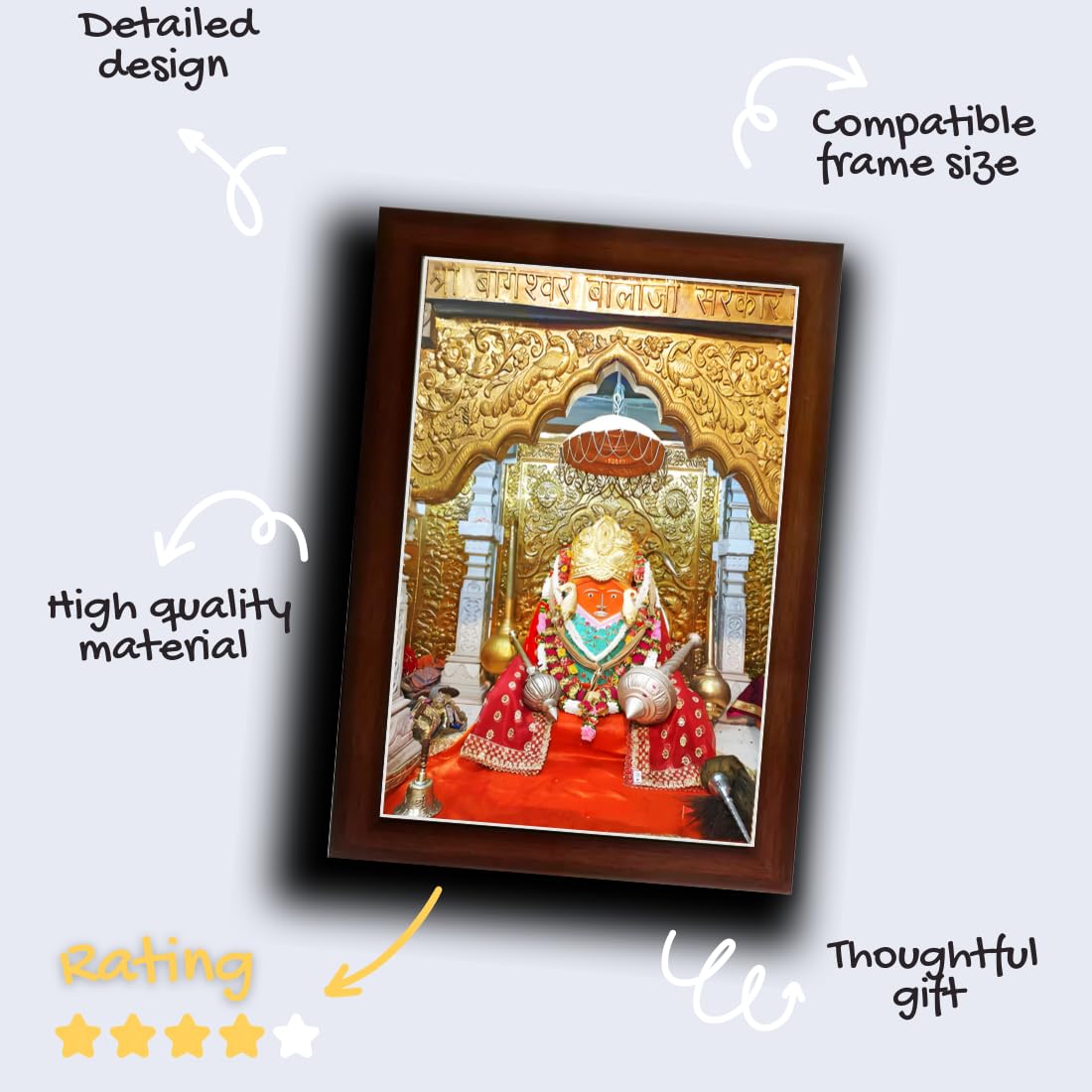 CRAFT QUEST Bageshwar Dham, Baba, Sarkar, Pandit Dhirendra Shastri Photo Religious Frame