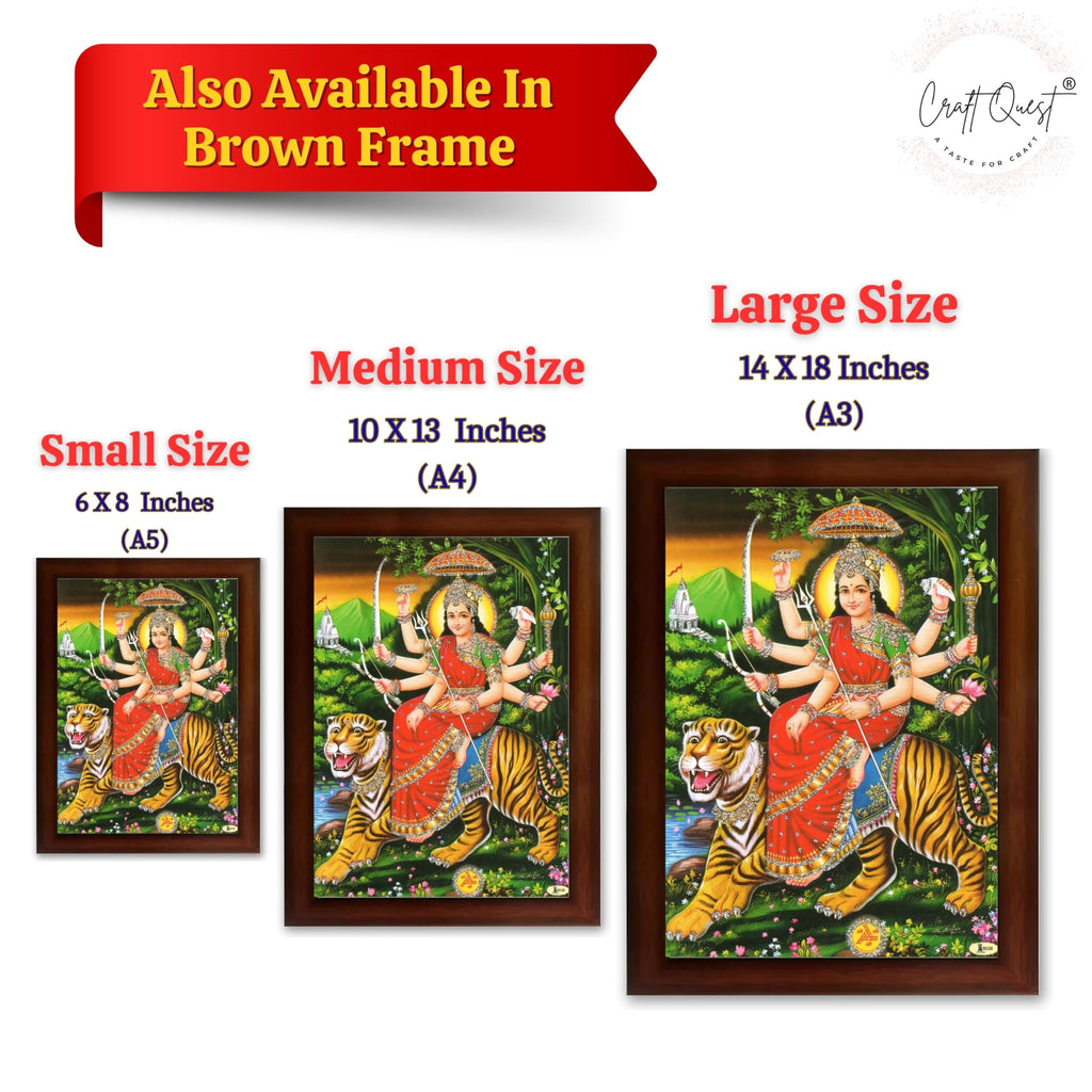 CRAFT QUEST Durga Mata Goddess Navdurga Wall Painting Framed Home and Pooja Décor