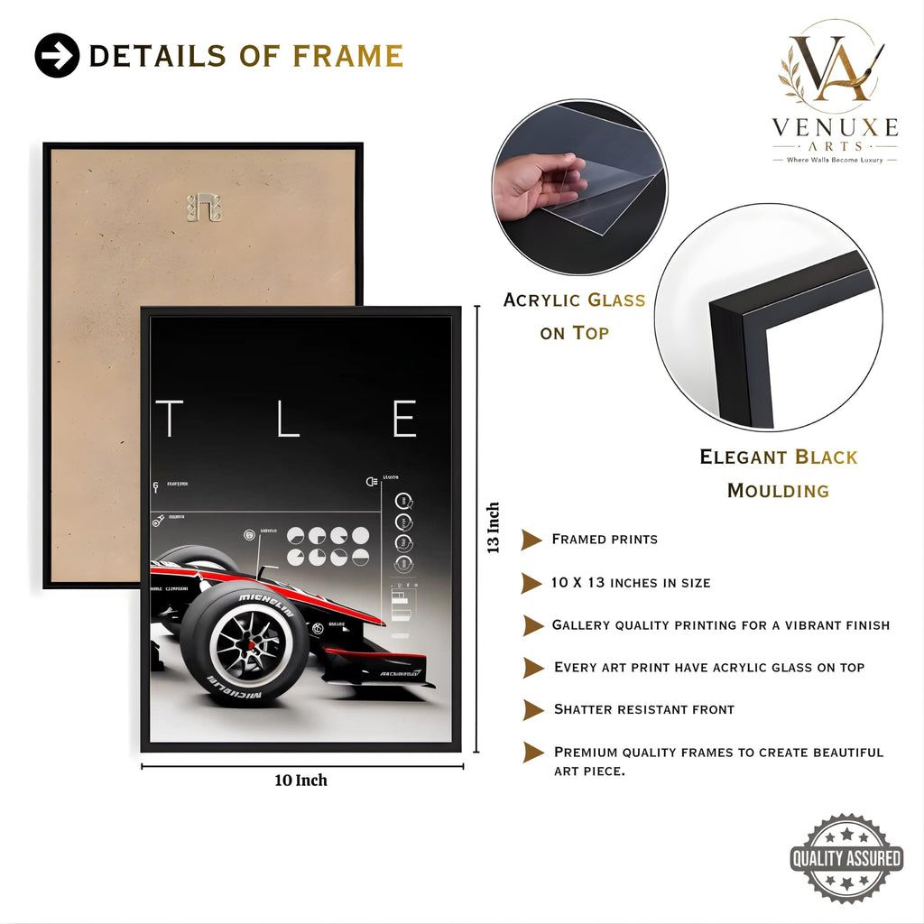 VENUXE ARTS Set Of 3 Big Sports Cars Framed Posters Gift Items for Boys Room Wall Decoration Bedroom Living Room Office Studio Décor | Car Poster Frame for Wall Décor