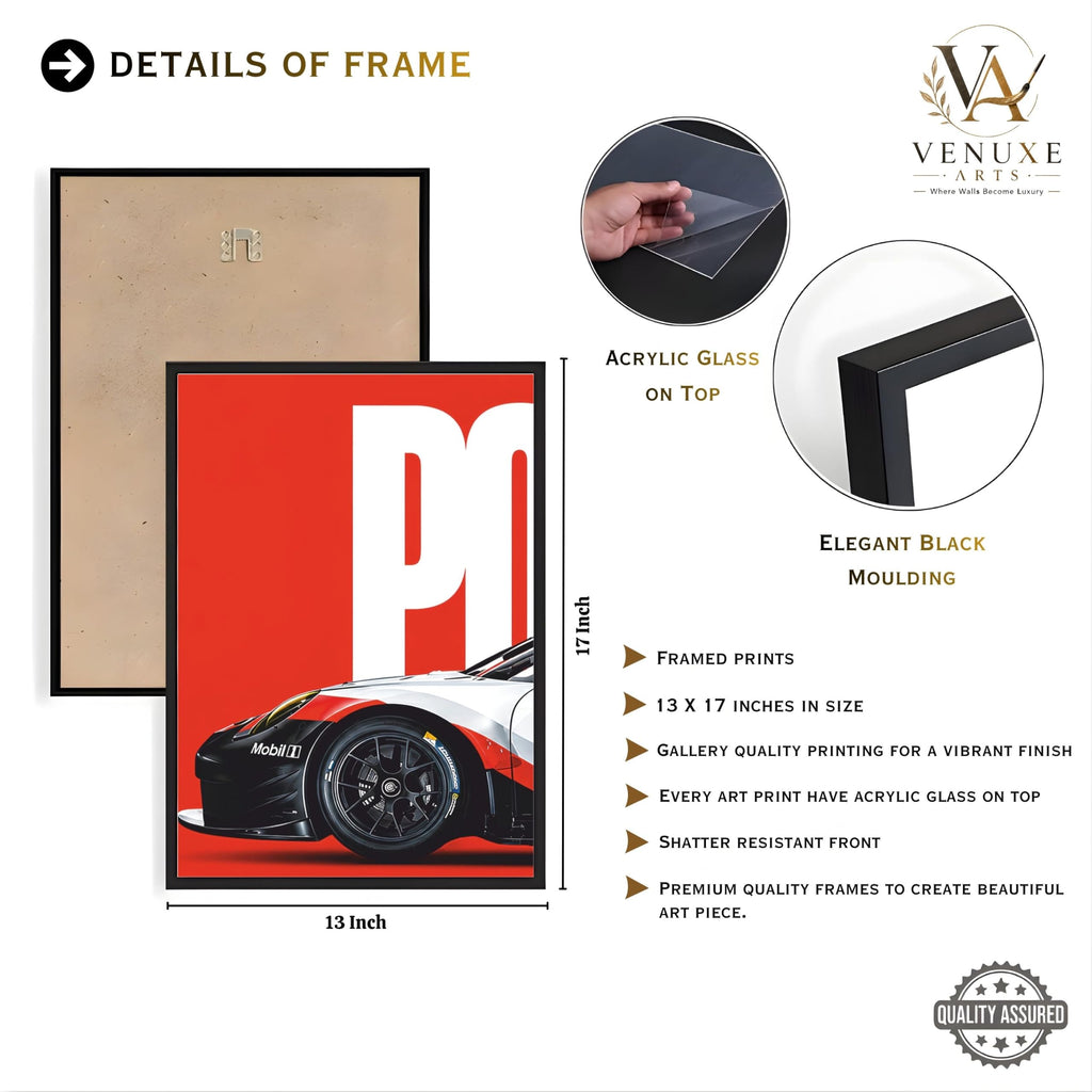 VENUXE ARTS Set Of 3 Big Sports Cars Framed Posters Gift Items for Boys Room Wall Decoration Bedroom Living Room Office Studio Décor | Car Poster Frame for Wall Décor