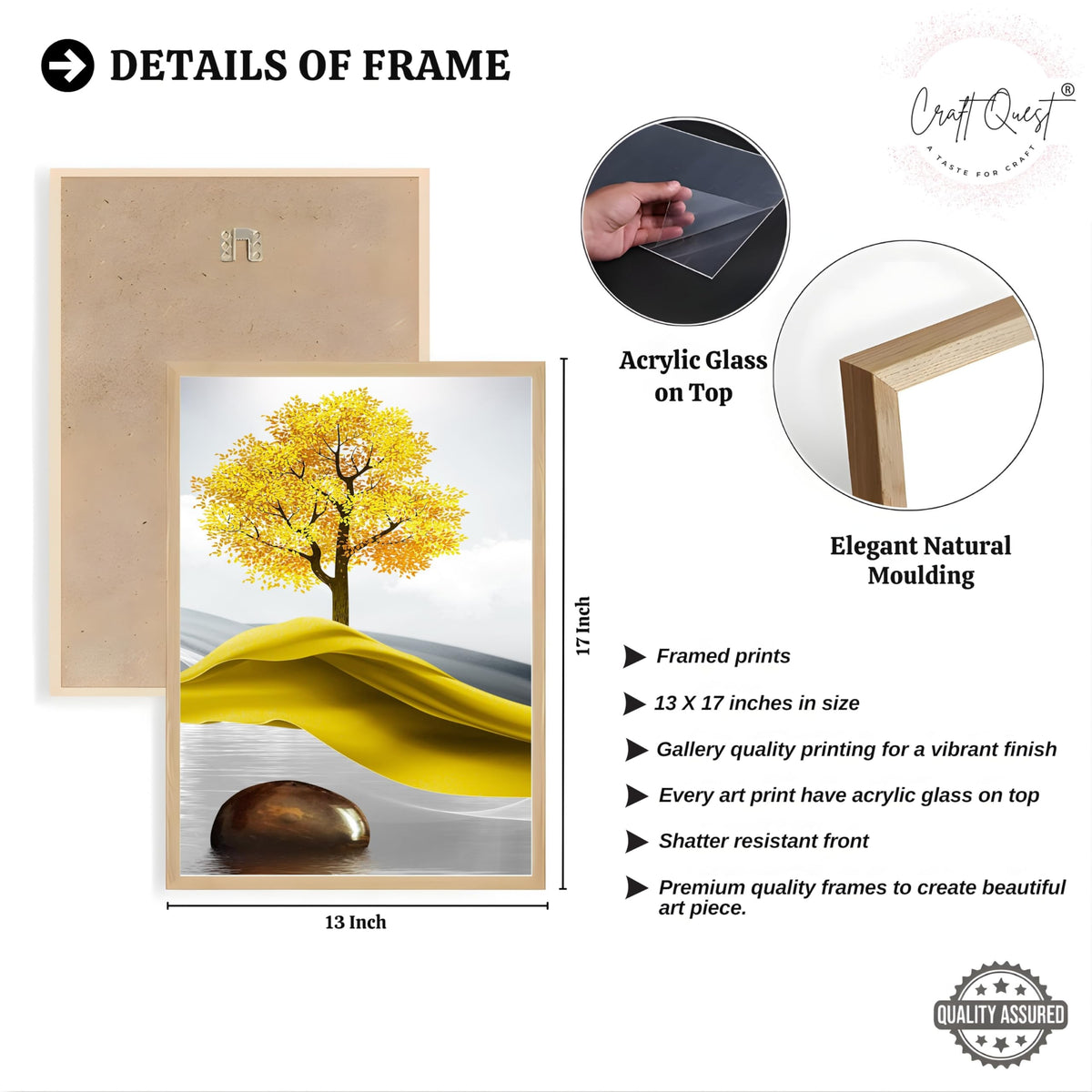 CRAFT QUEST Sanlian Adornment Abstract Modern Art | Set of 3 Frames for Home Decoration | Ideal for Living Room, Bedroom & Offices