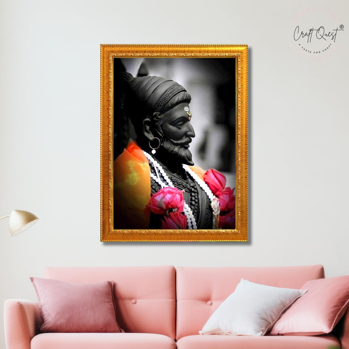 CRAFT QUEST Chattrapati Shivaji Maharaj Wall Painting With Acrylic Sheet | For Living, Pooja Room | Home Decoration Item | Best Gifting Option