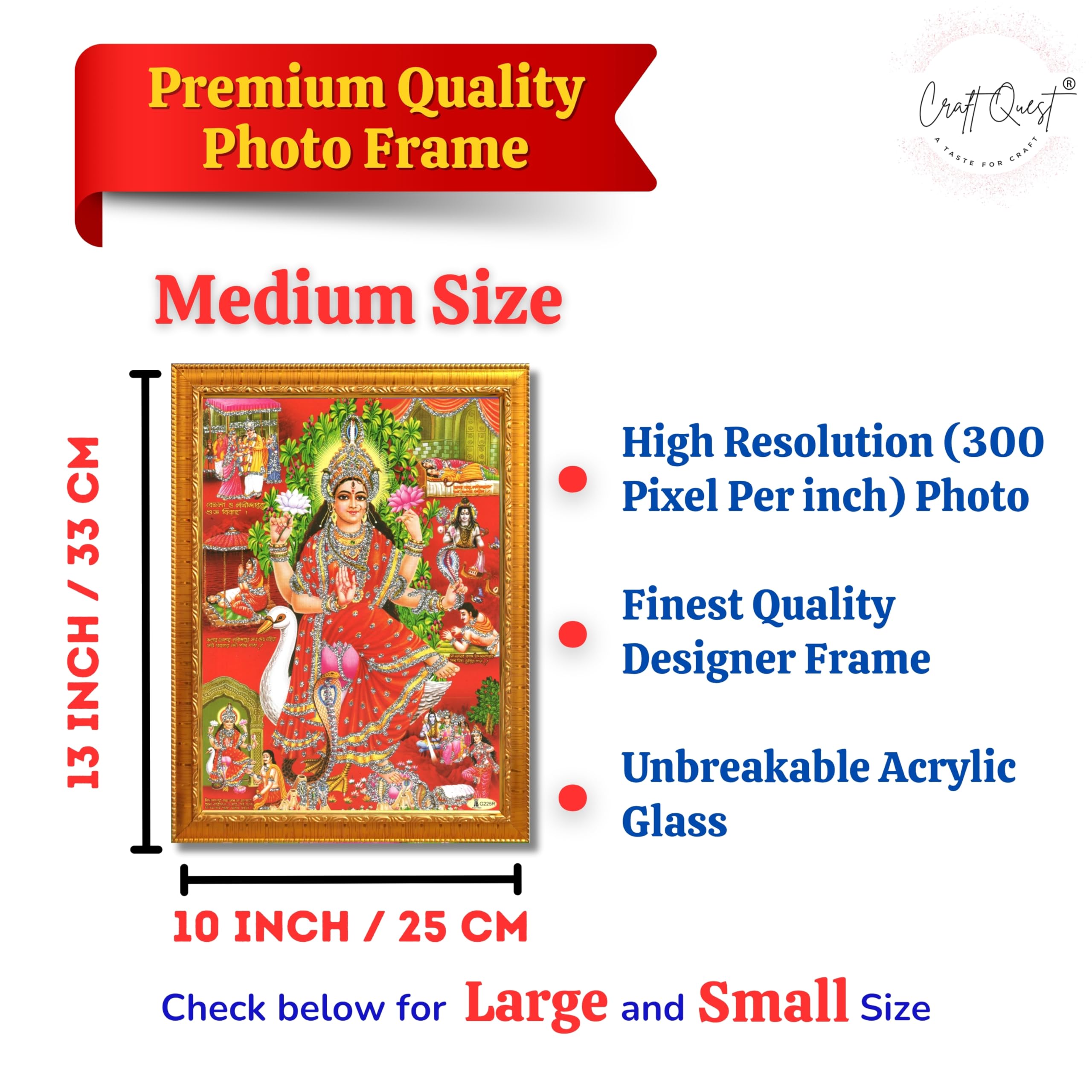 CRAFT QUEST Maa Mansa/Maa Mansani/Maa Nag Devi Photo Frame Wall Painting Framed Home Decor wooden framed