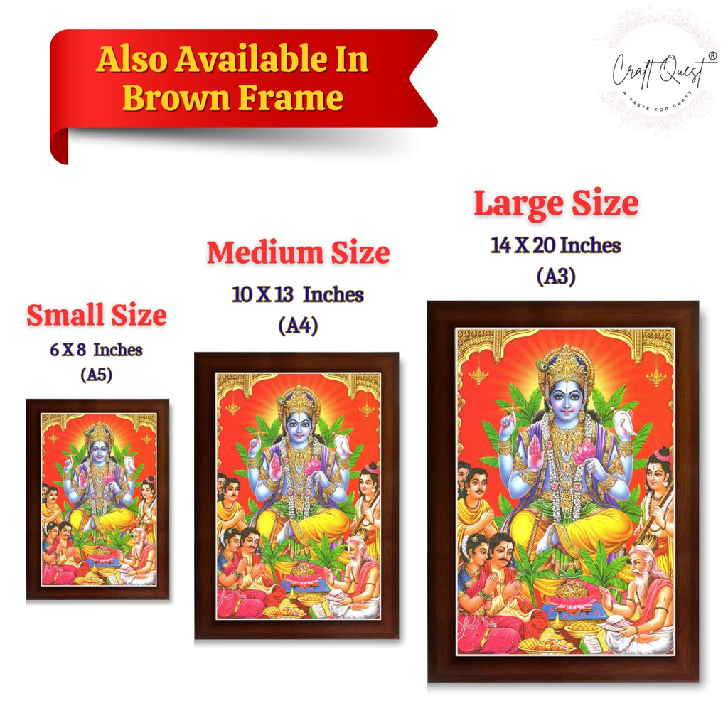 CRAFT QUEST Lord Satyanarayana Swami| Bhagwan Satyanarayan Wall Painting Religious Wood Photo Frame with Acrylic glass