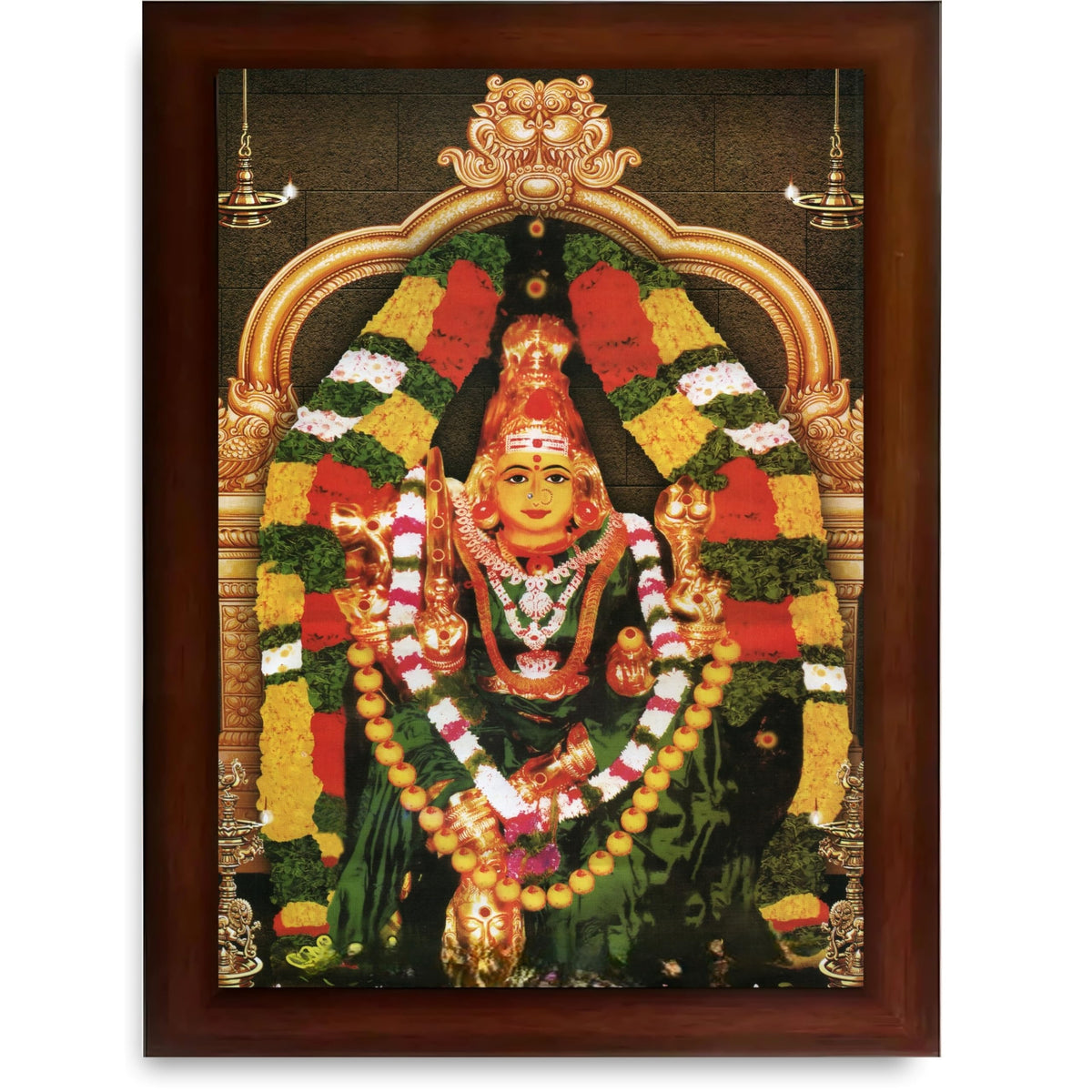 CRAFT QUEST Vijayawada Kanaka Durga Devi Durgamma Wall Photo Framed | South God Frame for Home, Office, Temple & Gifting