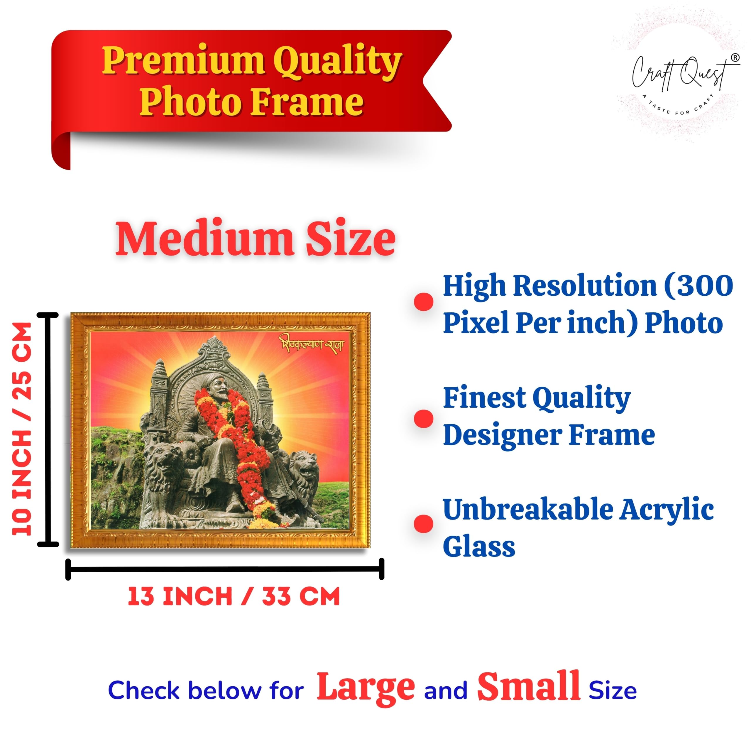 CRAFT QUEST Chhatrapati Shivaji Maharaj Wall Photo Frame | Home Decoration Item | Indian Historic Classic Painting Wall Art Best Gifting Option
