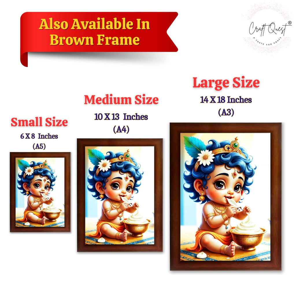 CRAFT QUEST Bal Gopal Painting Kanha Ji Poster | Walls Home Bedroom Living Room Decoration Gift.