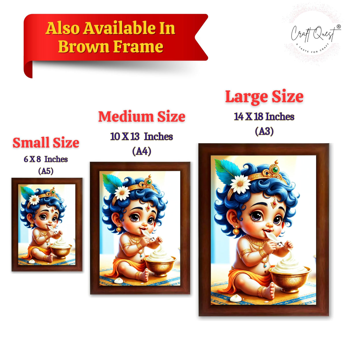 CRAFT QUEST Bal Gopal Painting Kanha Ji Poster | Walls Home Bedroom Living Room Decoration Gift.