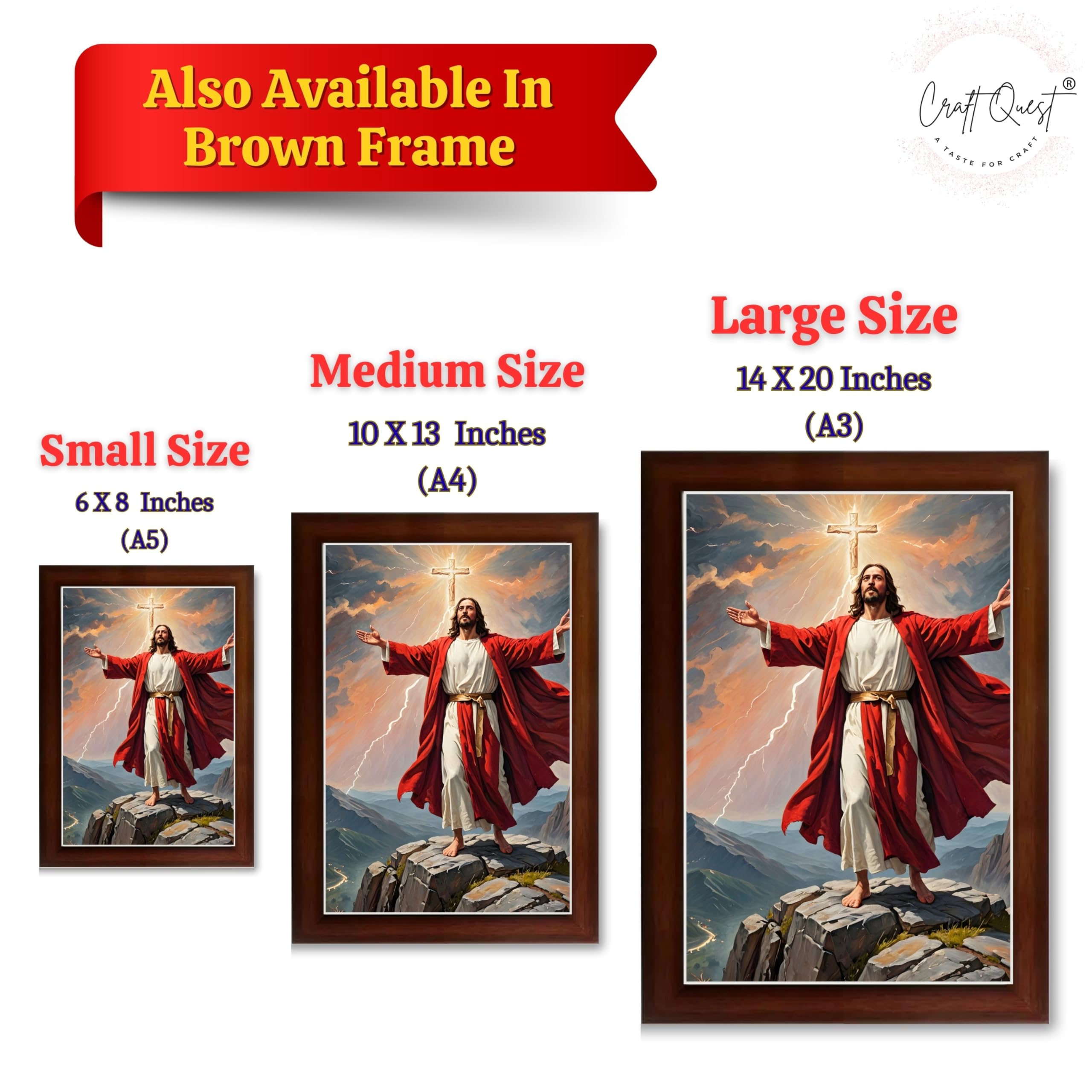 CRAFT QUEST Lord Jesus Christ Christmas Wall Artwork Photo Frame Spiritual Christian Wall Décor for Room