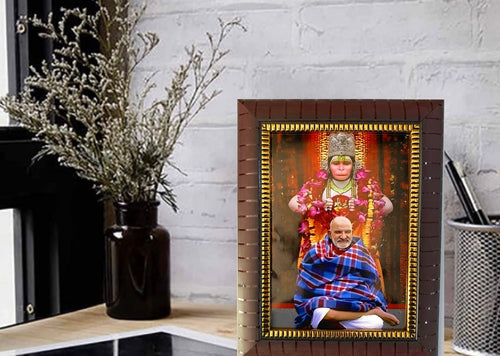 Bajaj Creations Neem Karoli Baba Religious photo frame painting | Lord Hanuman swaroop | for mandir, home and office