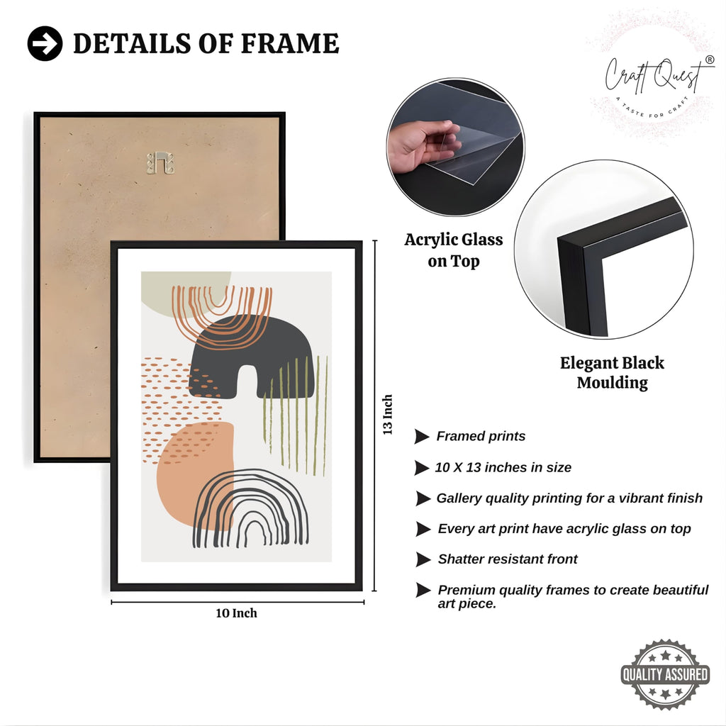 CRAFT QUEST Abstract Minimalist Art Modern Design | Set of 3 Frames for Home Decoration | Ideal for Living Room, Bedroom & Offices