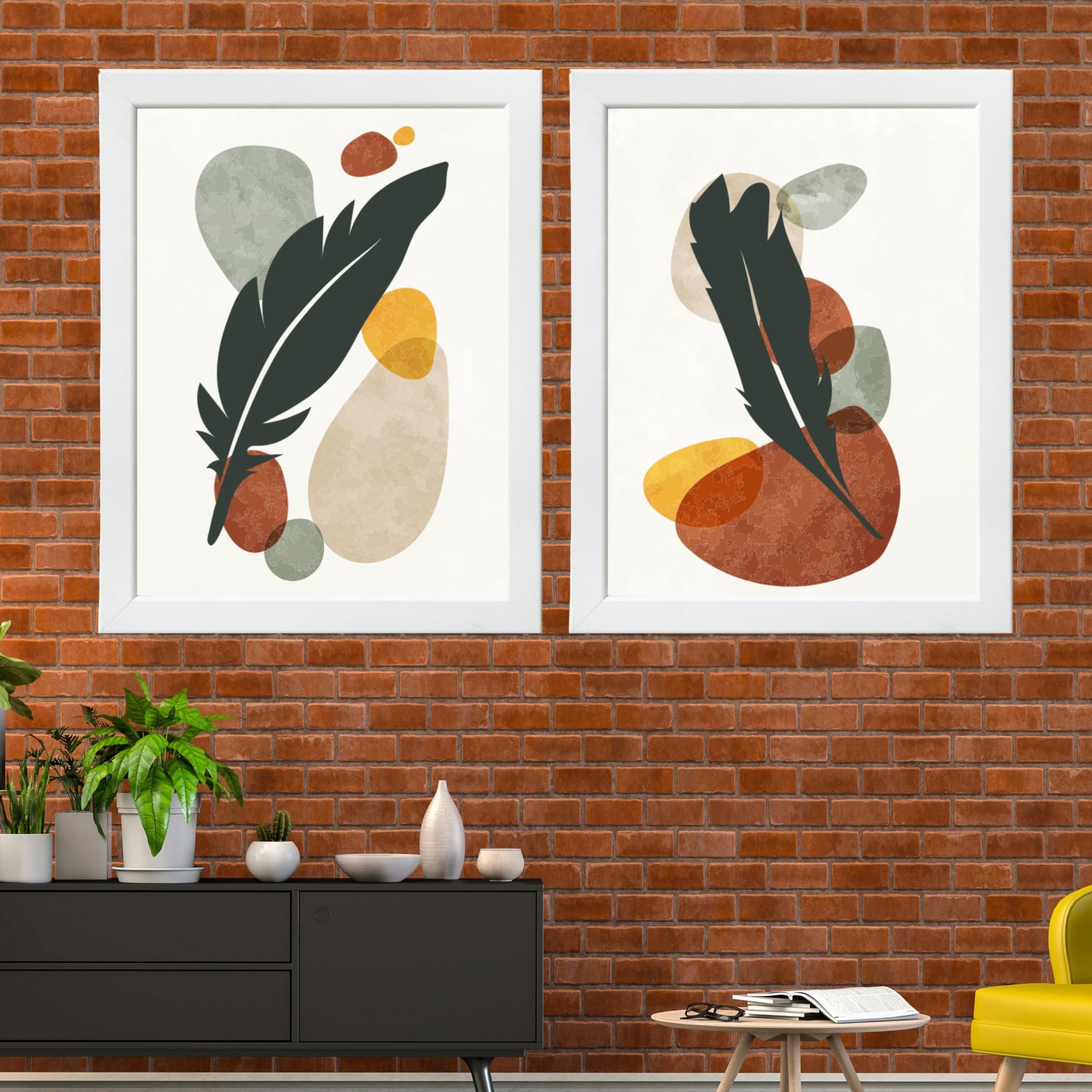 CRAFT QUEST Wall Art Decor Paintings | Set of 2 BOTONICAL Wall Art Frames for Home Decoration | Ideal for Living Room, Bedroom & Office