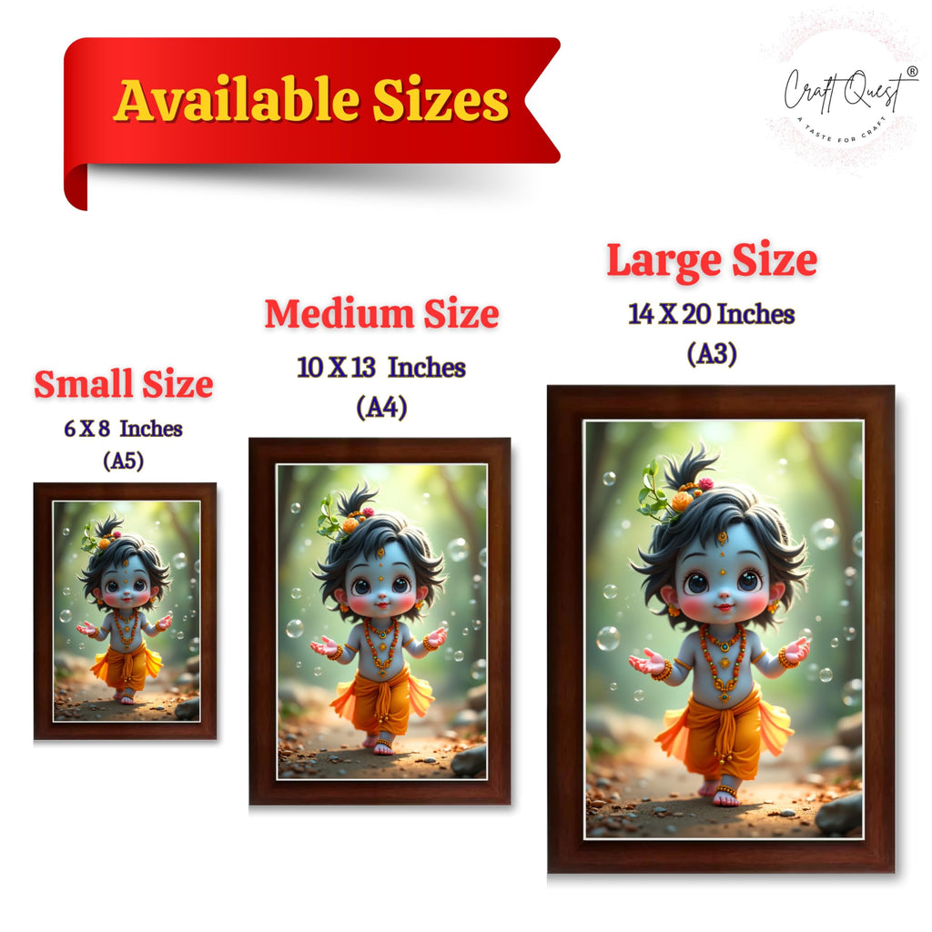 CRAFT QUEST Shri Bal Gopal Painting | Krishna Photo Frames for Walls, Home, Bedroom, Living Room and Home Decor