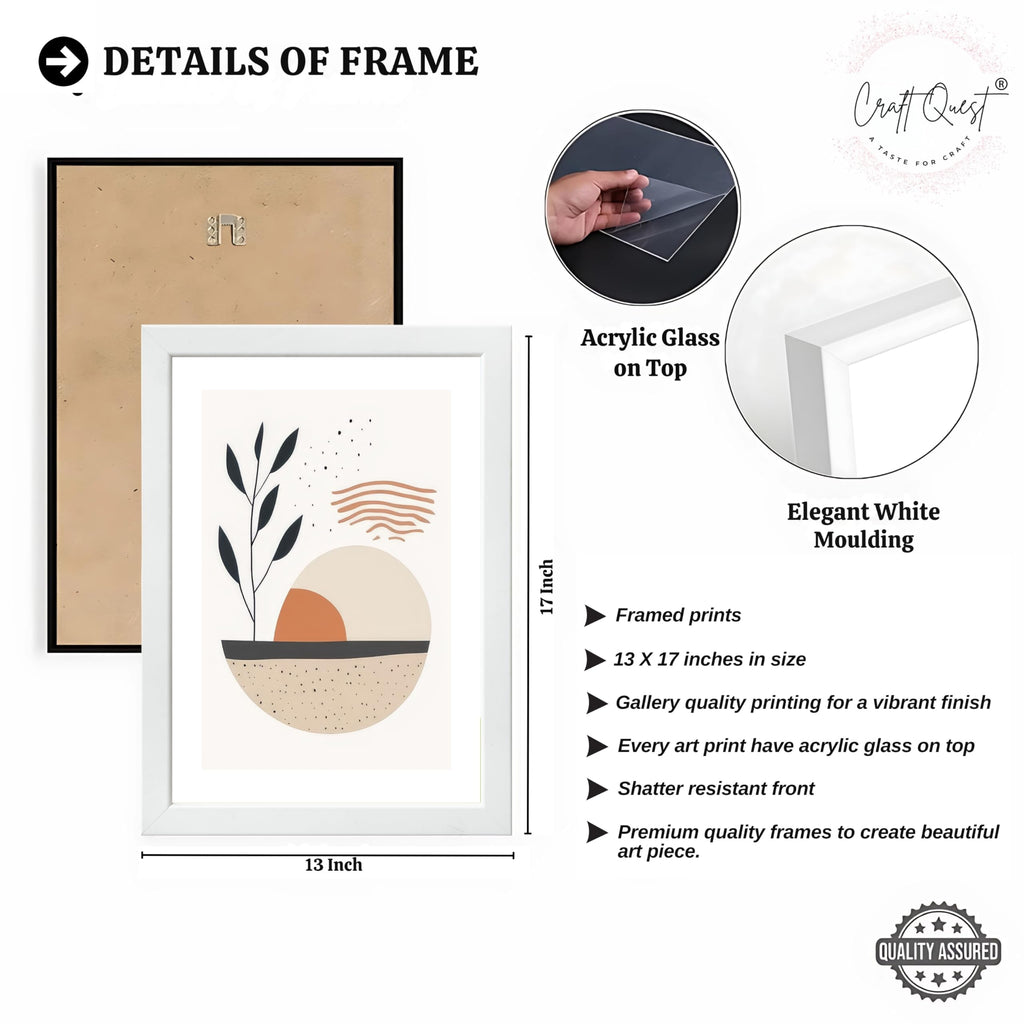 CRAFT QUEST Contemporary Organic Abstract Wall Art | Set of 3 Frames for Home Decoration | Ideal for Living Room, Bedroom & Offices