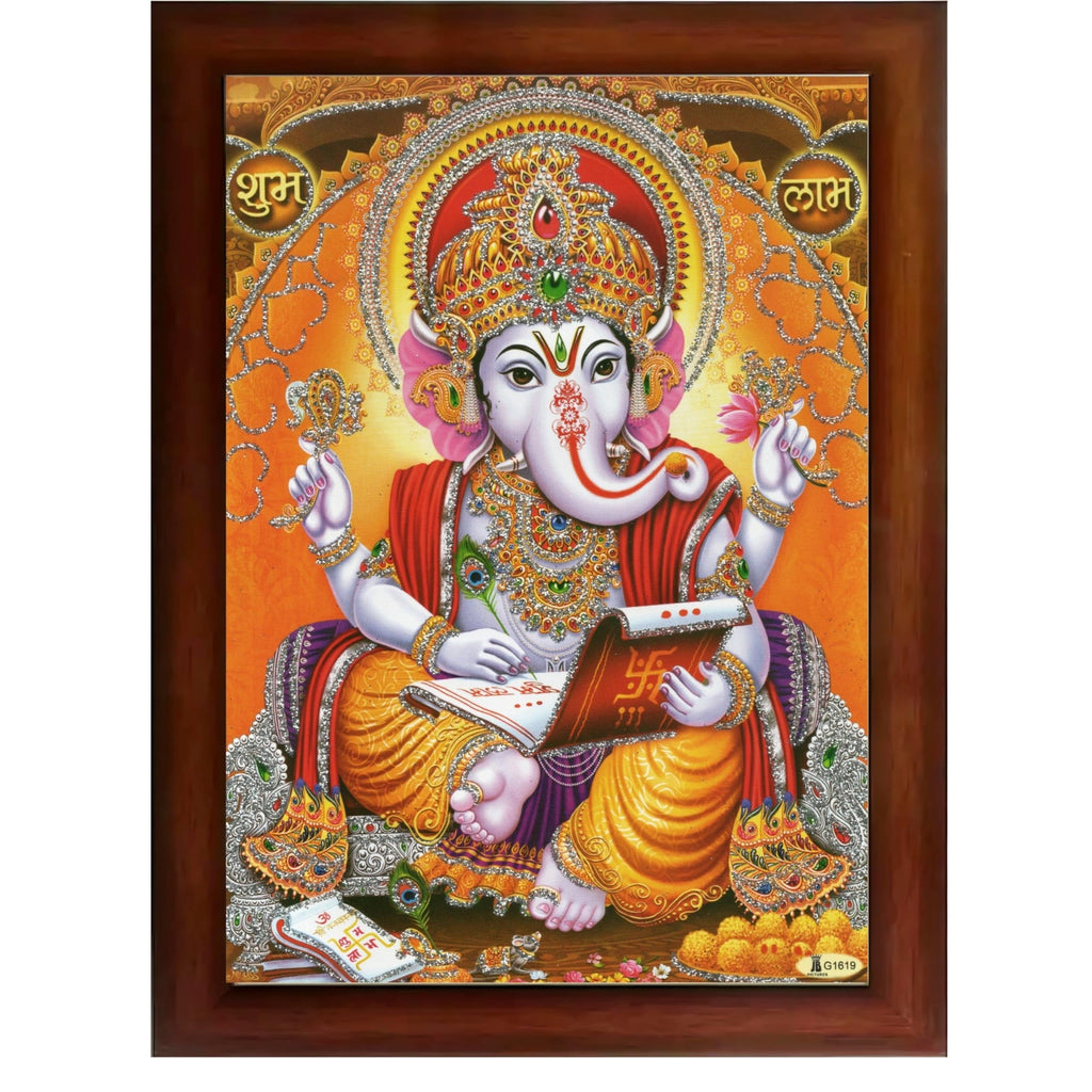CRAFT QUEST Lord Ganpati Ganesha Modern Wall Art Painting With Frame, Home and Office Decor Item