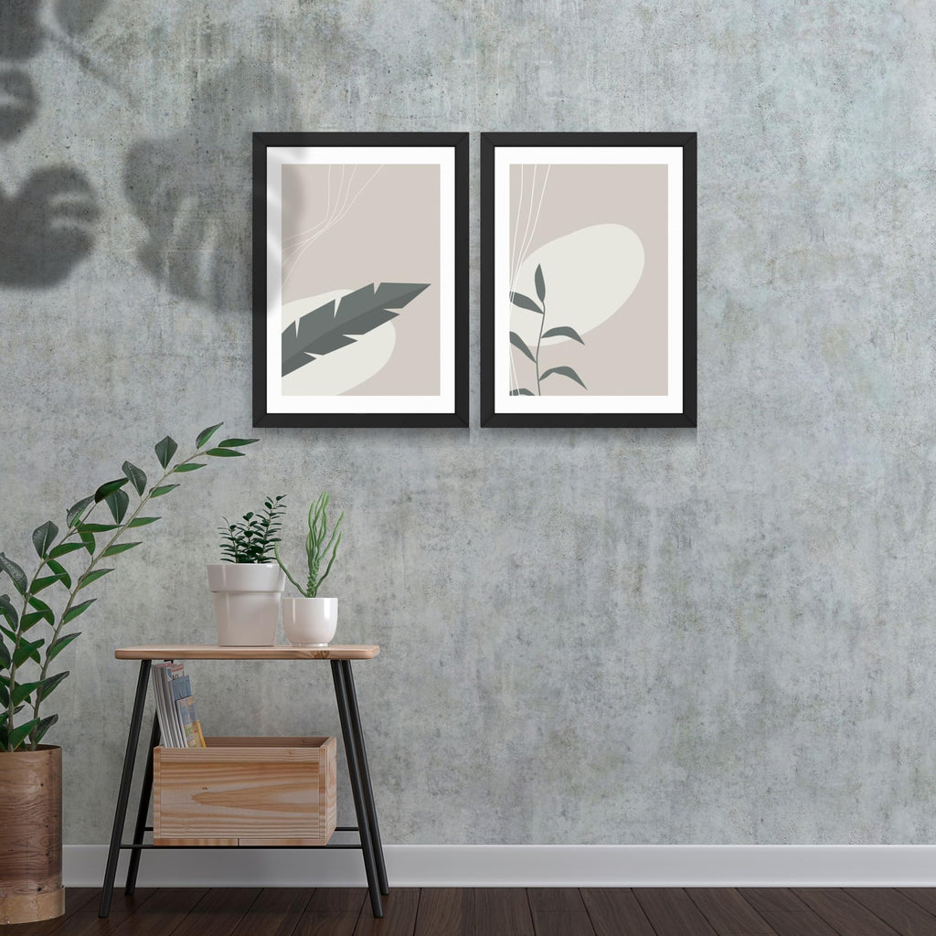 CRAFT QUEST 2 Piece Set of Nature Inspired Wall Art poster Frame Painting for Wall Decoration With Acrylic Glass, living room, Home, Restraunt, Office