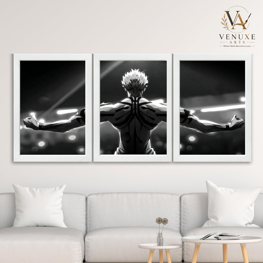 VENUXE ARTS Set Of 3 Anime Characters Wall Framed |Anime Characters Framed Poster for Living Room Bedroom Gaming Room Studio Wall Decor