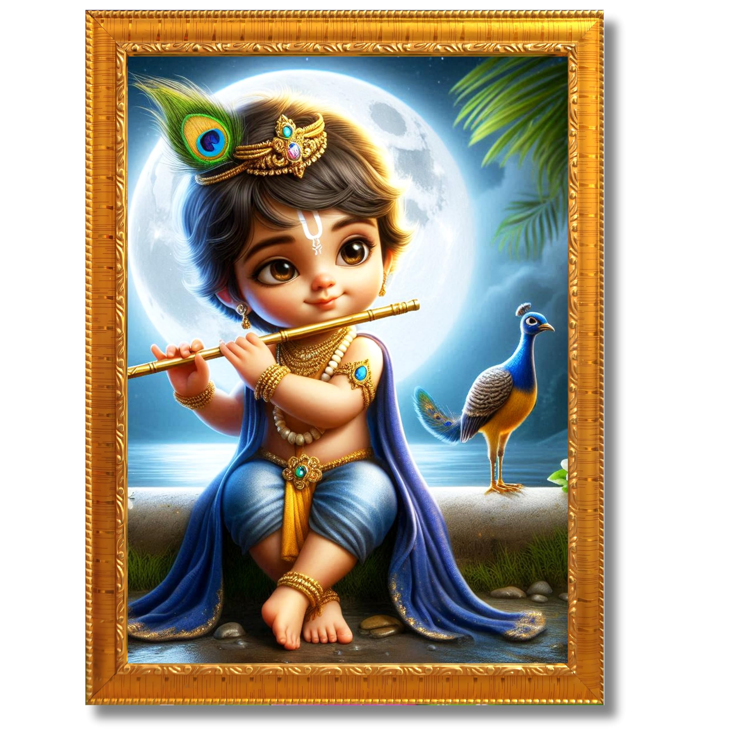 CRAFT QUEST Bal Gopal Painting | Mohan Murari Kanha Ji Poster | Walls Home Bedroom Living Room Decoration Gift.