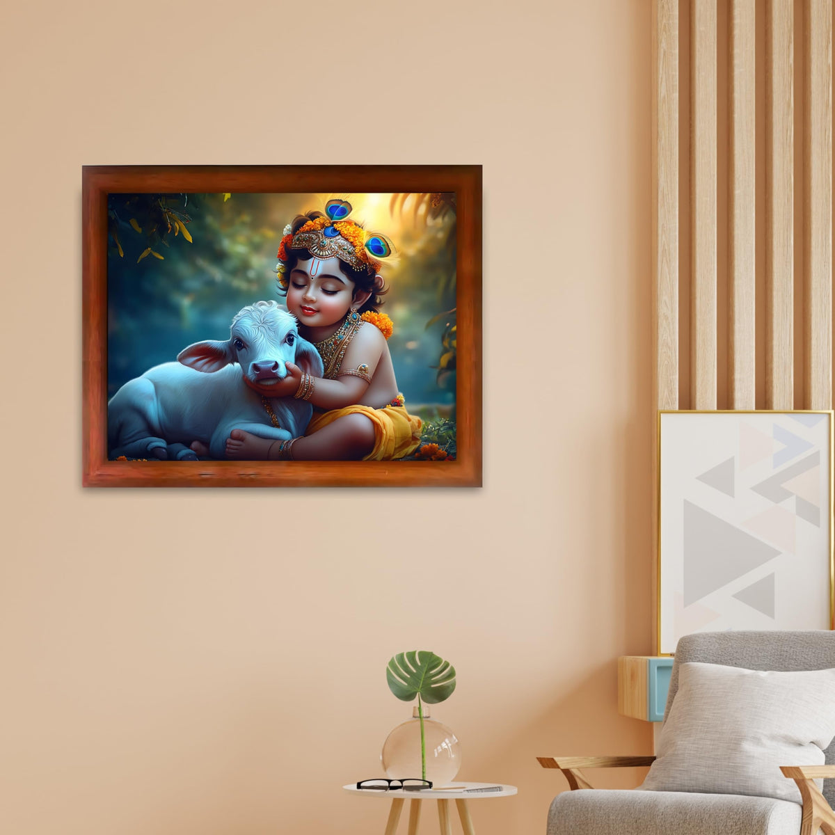 CRAFT QUEST Little Krishna Bal Gopal Wall Photo Frame | Hindu God Kanha Devotional Home Decor | Gift Item