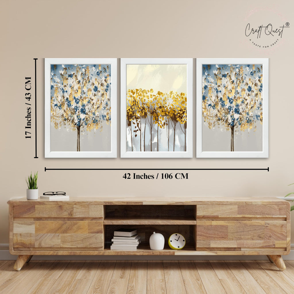CRAFT QUEST Modern Art 3 SET Paintings Wall Art | Set of 3 Frames for Home Decoration | Ideal for Living Room, Bedroom & Offices