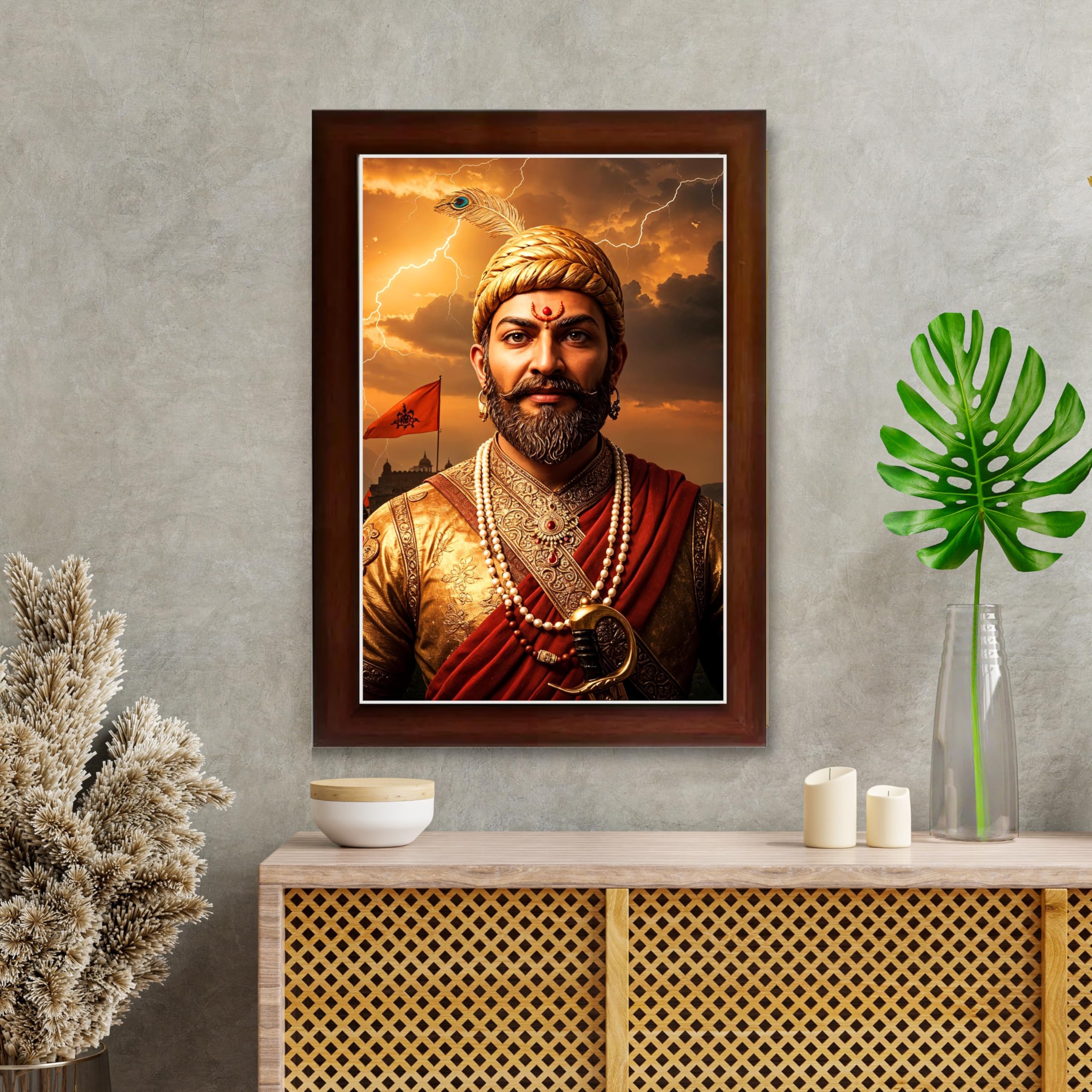 CRAFT QUEST Shivaji Chhatrapati Maharaj Wall Photo Frame | For Living, Pooja Room | Wall Decoration Item | Best Gifting Option