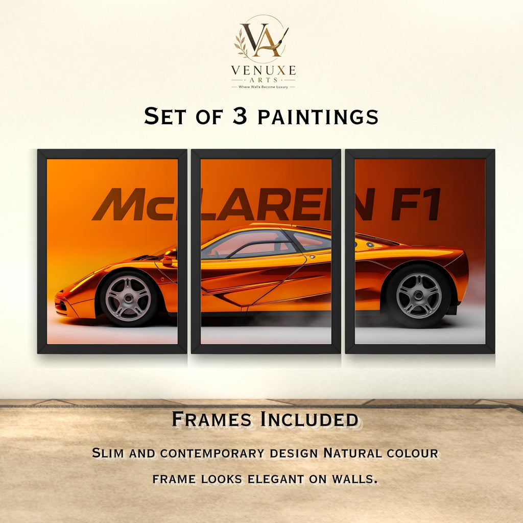 VENUXE ARTS Set Of 3 Big Sports Cars Framed Posters Gift Items for Boys Room Wall Decoration Bedroom, Living Room, Office, Studio Décor | Car Poster Frame for Wall Décor