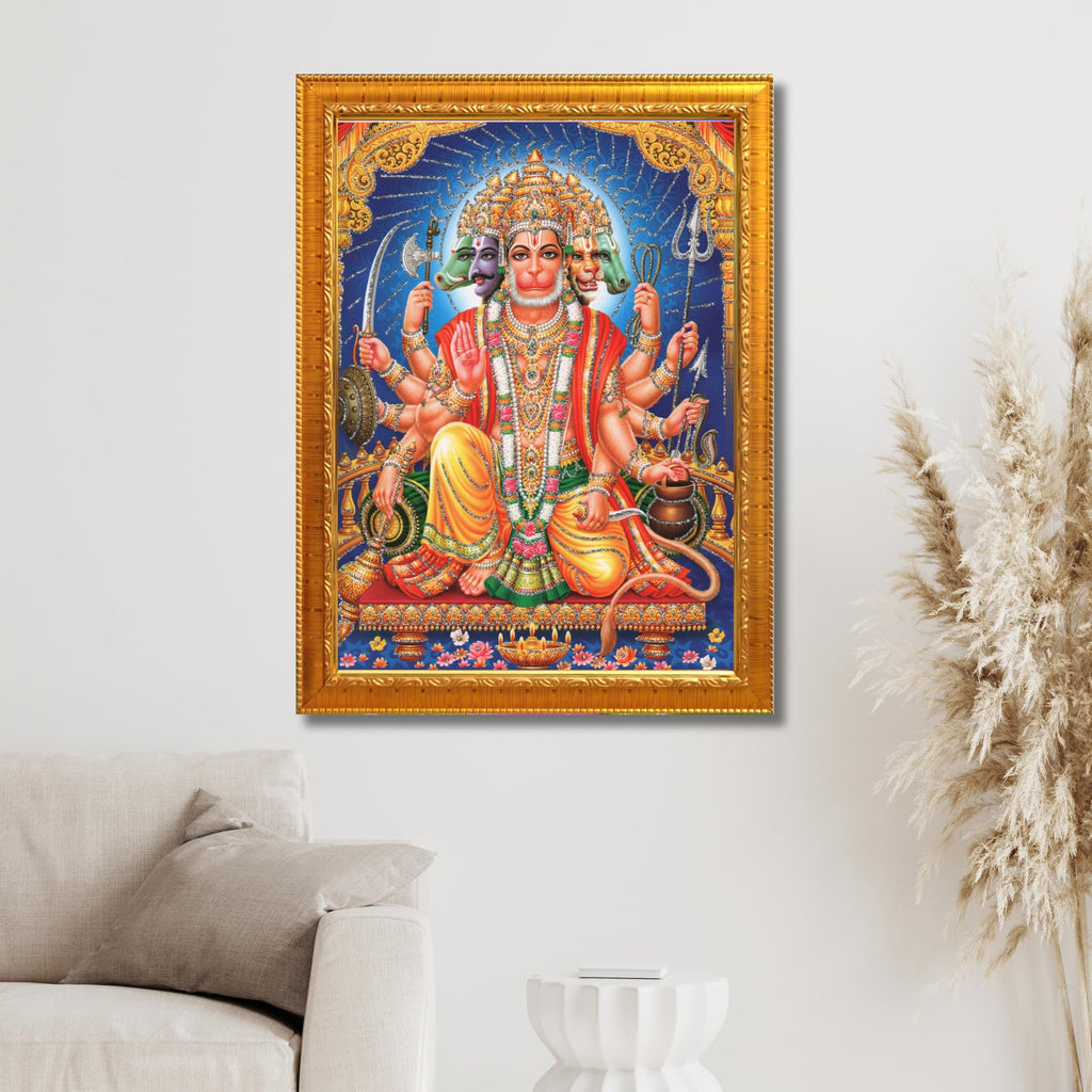 CRAFT QUEST Panchmukhi Hanuman JI | Bajrangbali Religious Photo frame