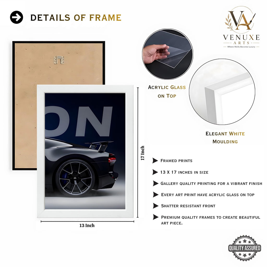 VENUXE ARTS Set Of 3 Big Sports Cars Framed Posters Gift Items for Boys Room Wall Decoration Bedroom, Living Room, Office, Studio Décor | Car Poster Frame for Wall Décor