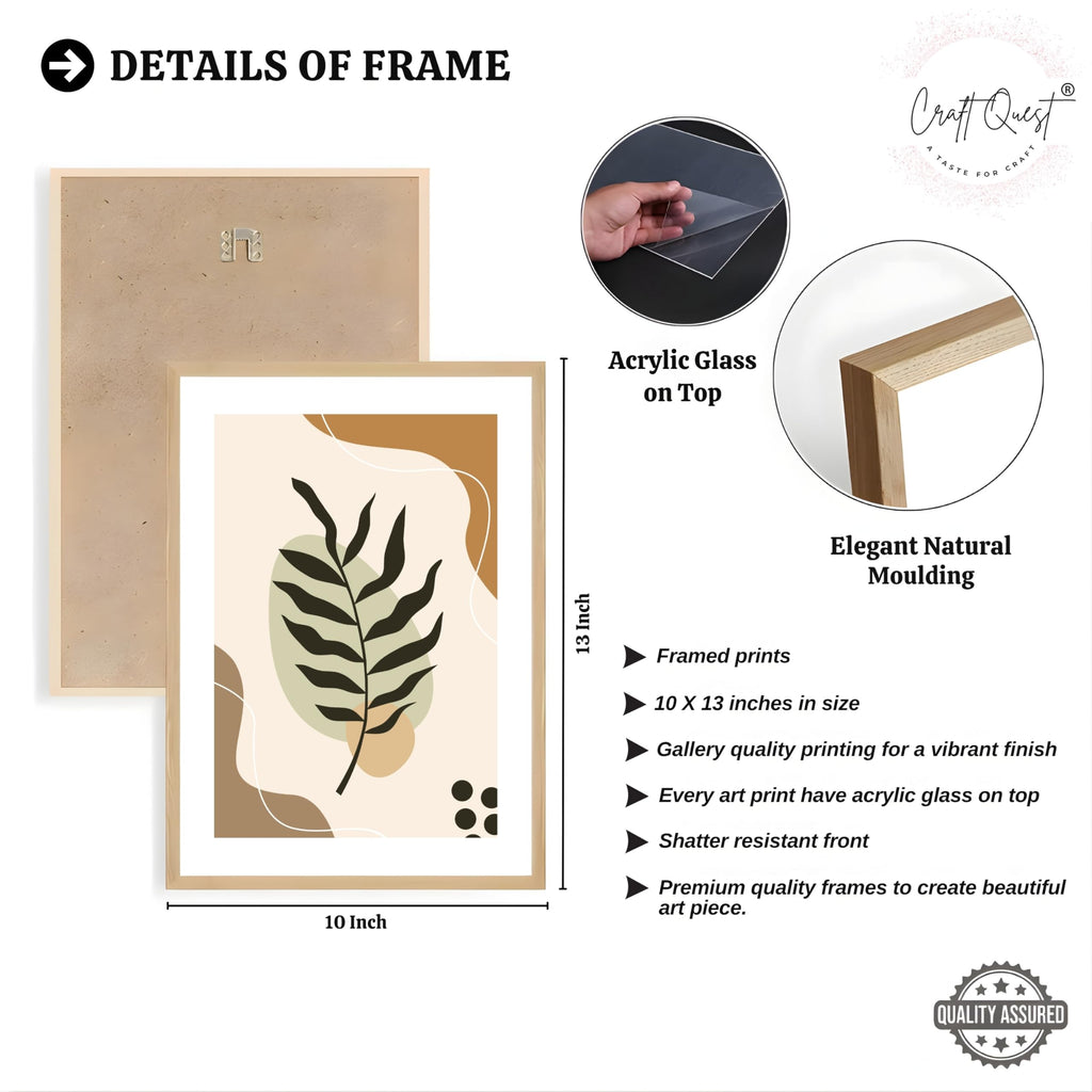 CRAFT QUEST Wall Art Decor Paintings | Set of 3 BOHO Wall Art Frames for Home Decoratio | Ideal for Living Room, Offices & Bedroom