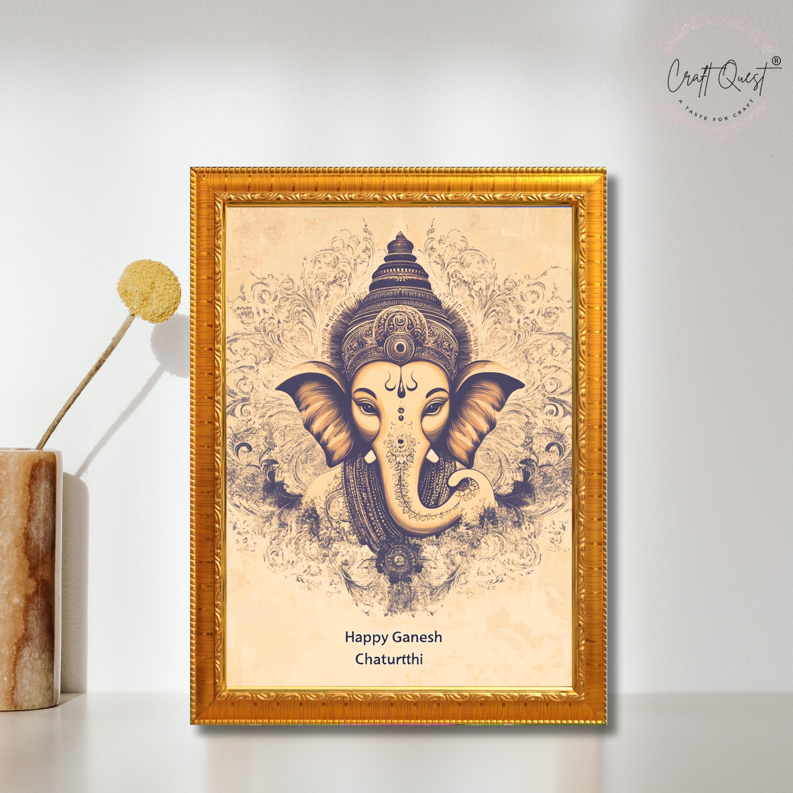 CRAFT QUEST Lord Ganpati Ganesh God Frame for Pooja Room & Wall Decor GA-253