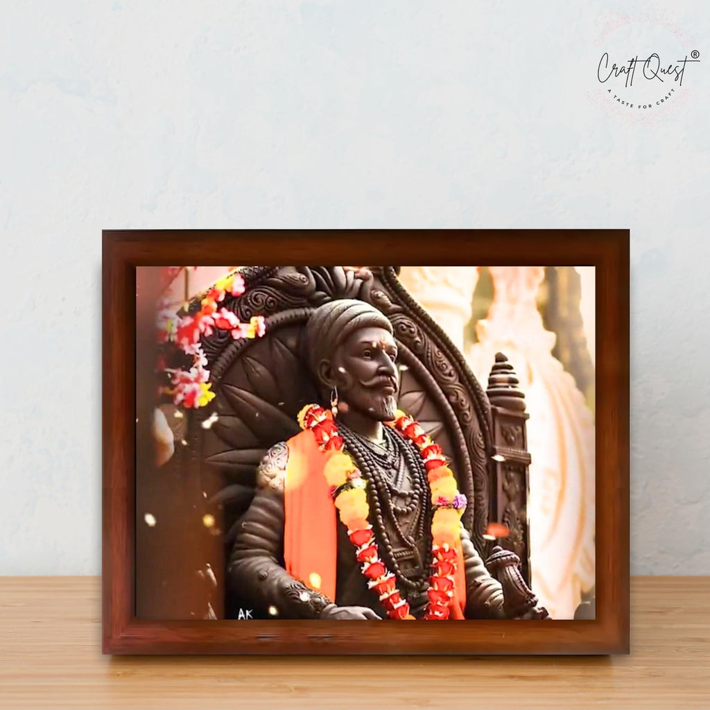 CRAFT QUEST Chattrapati Shivaji Maharaj Wall Photo Frame With Acrylic Sheet | Lightweight | Home Decoration Item | Best Gifting Option
