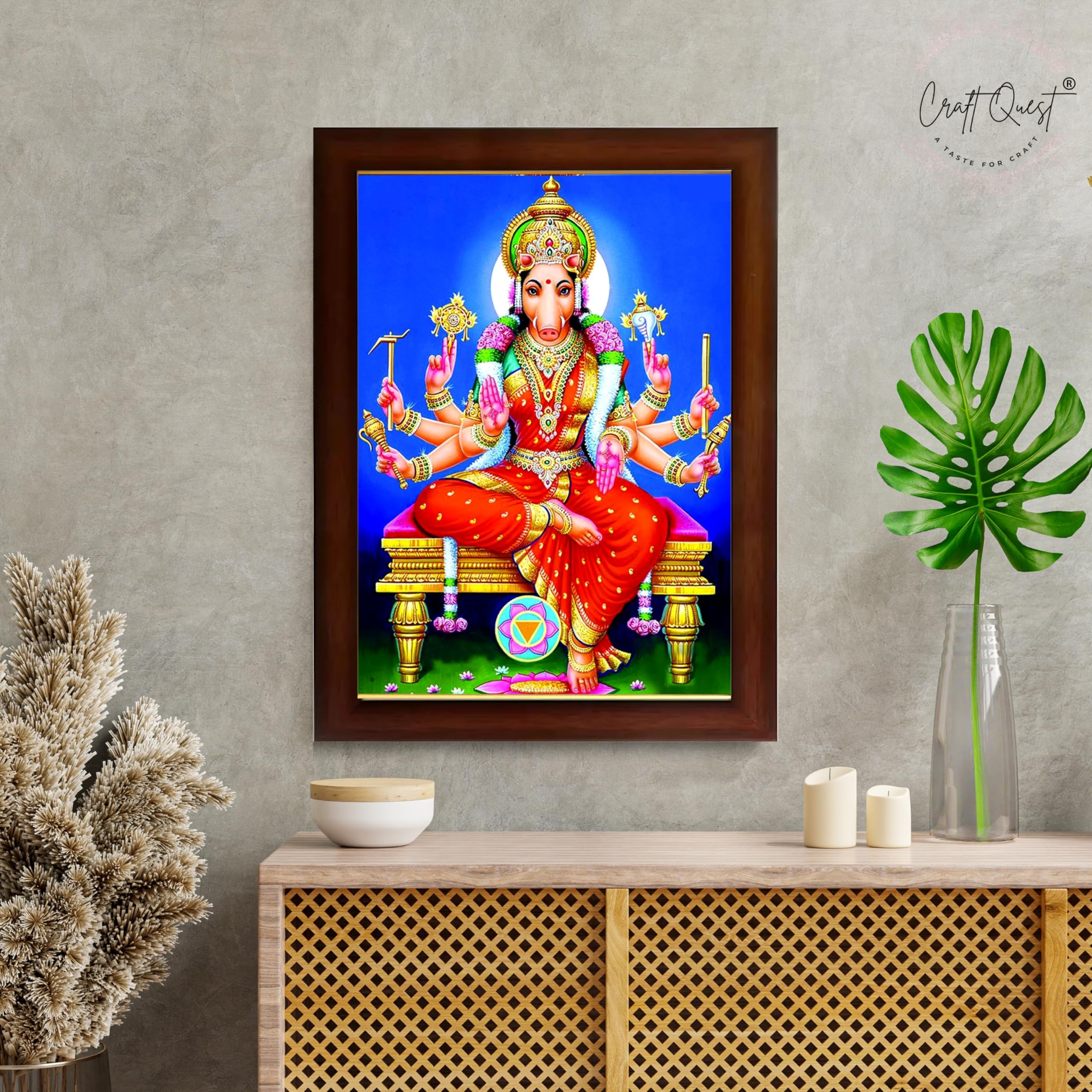CRAFT QUEST Varahi Amman Devi Religious Photo Frame With Acrylic Glass, Religious Framed Painting
