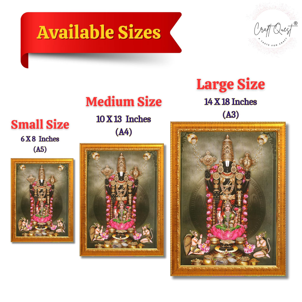 CRAFT QUEST Venkateshwara Tirupati Balaji Lakshmi venkateshwer Swamy Wall Photo Frame For Home, Temple, Pooja, Wall Décor Item