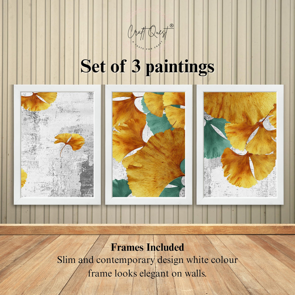 CRAFT QUEST Modern Art Rich Texture Abstract Wall Art | Set of 3 Frames for Home Decoration | Ideal for Living Room, Bedroom & Offices