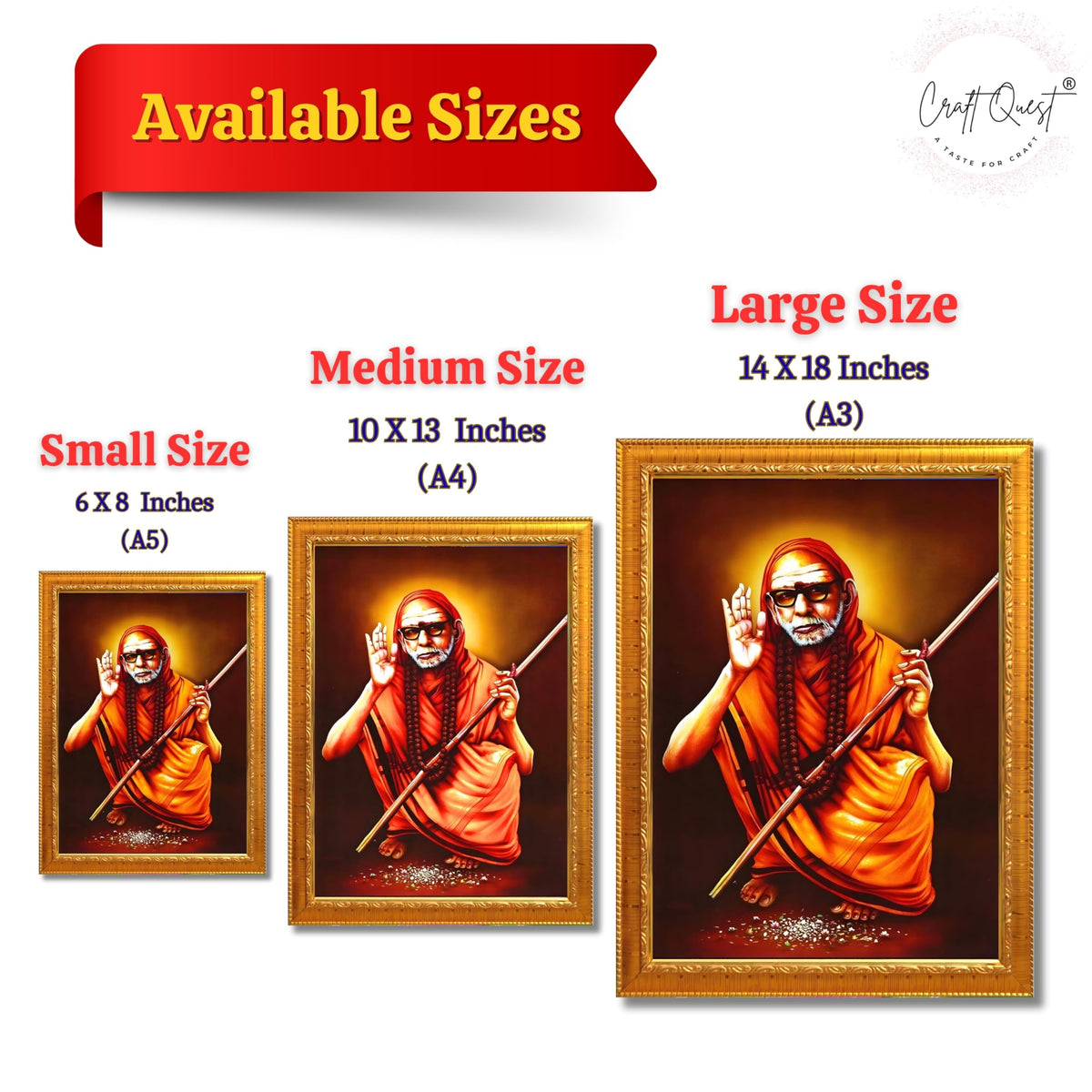 CRAFT QUEST Kanchi Maha Periyava Periyavar Periyar Kanji Wall Painting Framed|Home Décor