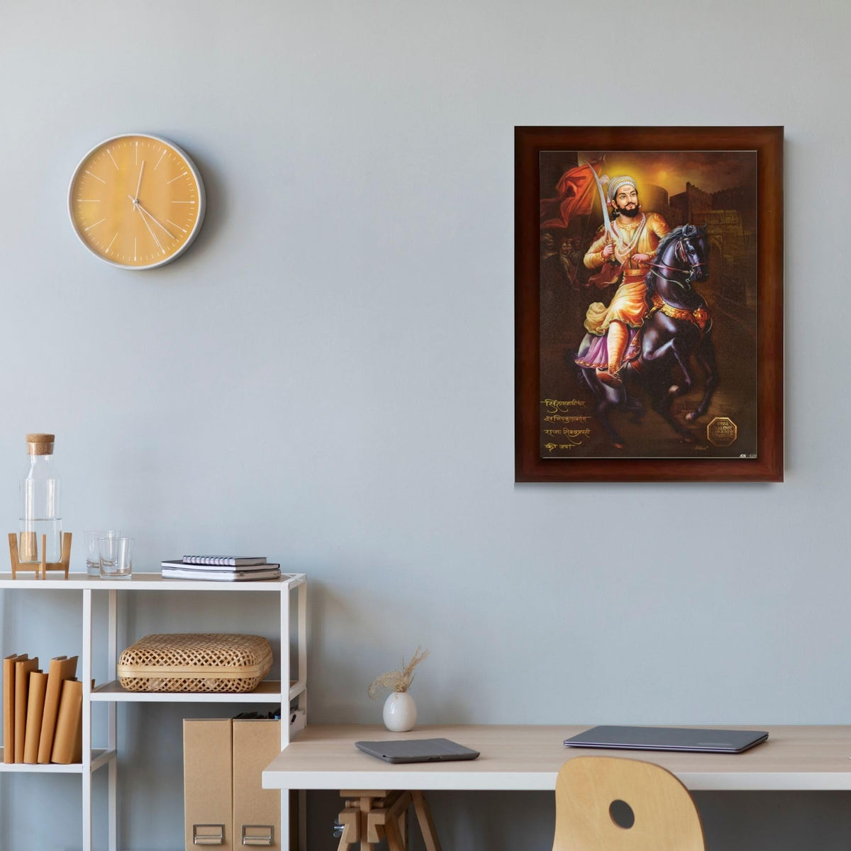CRAFT QUEST Chhatrapati Shivaji Maharaj photo frame Home Decorative item with synthetic frame