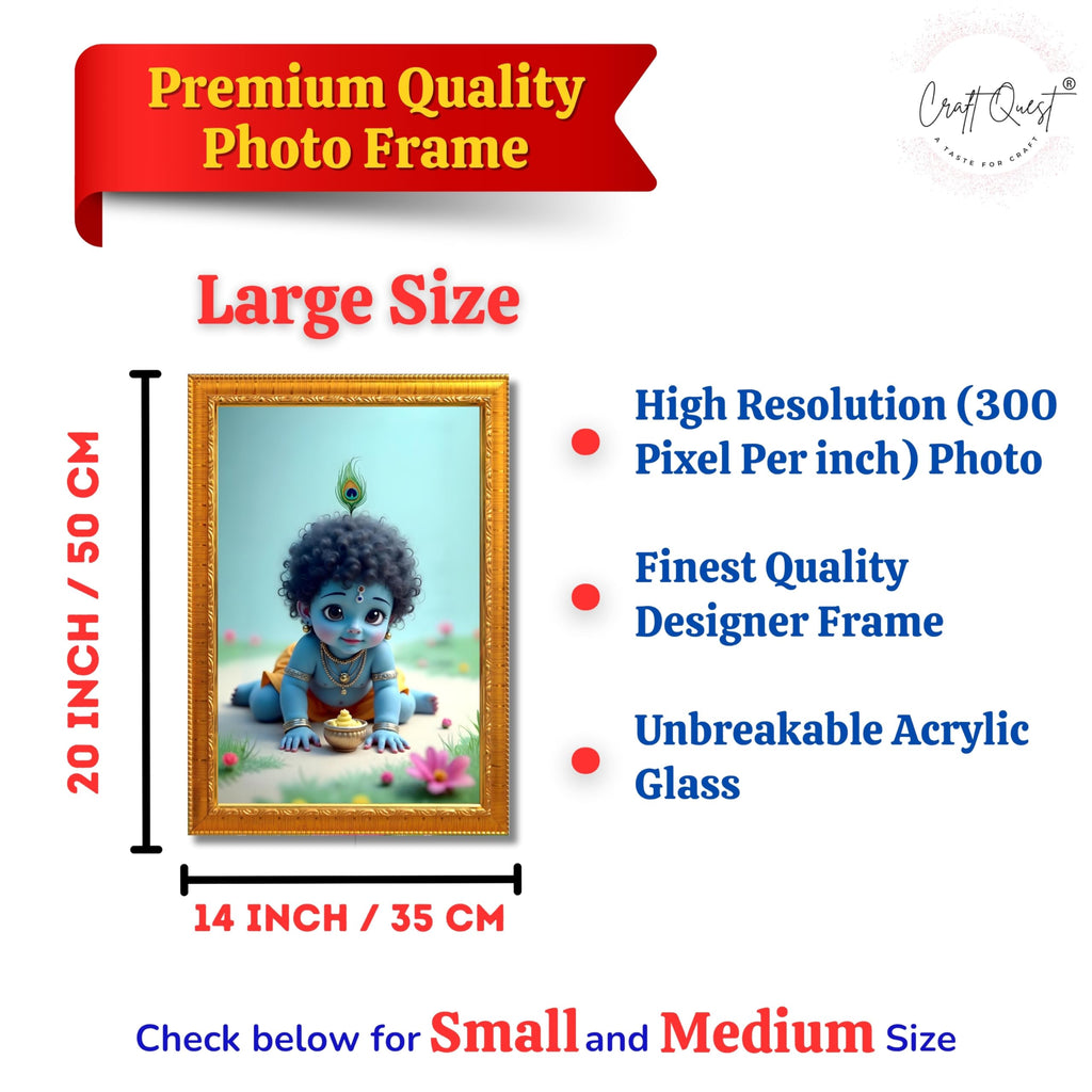 CRAFT QUEST Bal Gopal Painting | Krishna Photo Frames for Walls, Home, Bedroom, Living Room and Home Decor