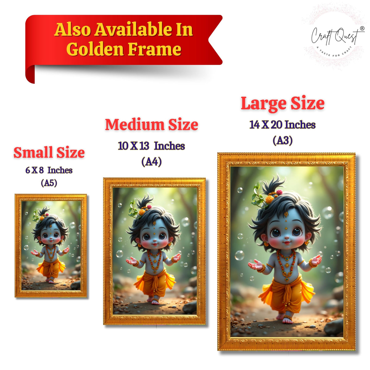 CRAFT QUEST Shri Bal Gopal Painting | Krishna Photo Frames for Walls, Home, Bedroom, Living Room and Home Decor