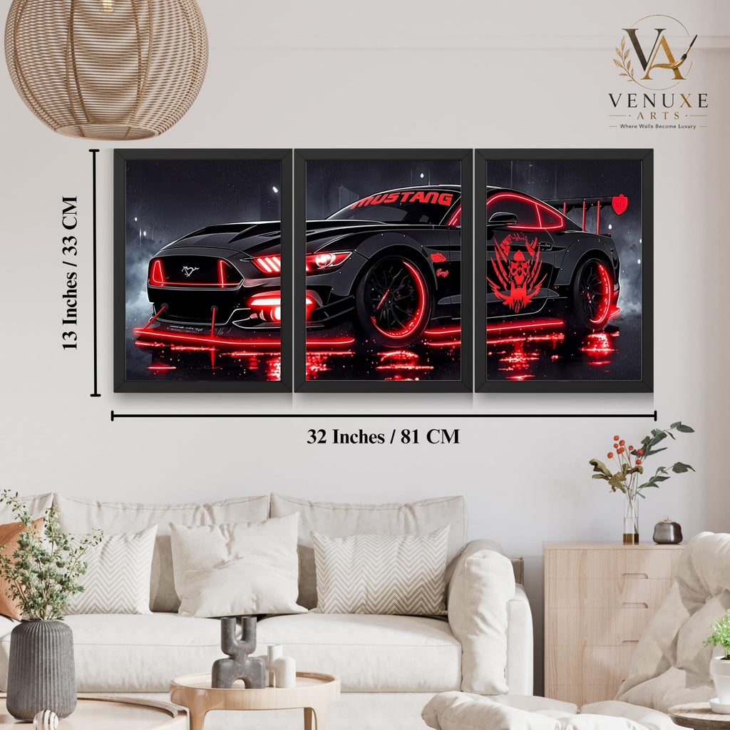 VENUXE ARTS Set Of 3 Big Sports Cars Framed Posters Gift Items for Boys Room Wall Decoration Bedroom Living Room Office Studio Décor | Car Poster Frame for Wall Décor